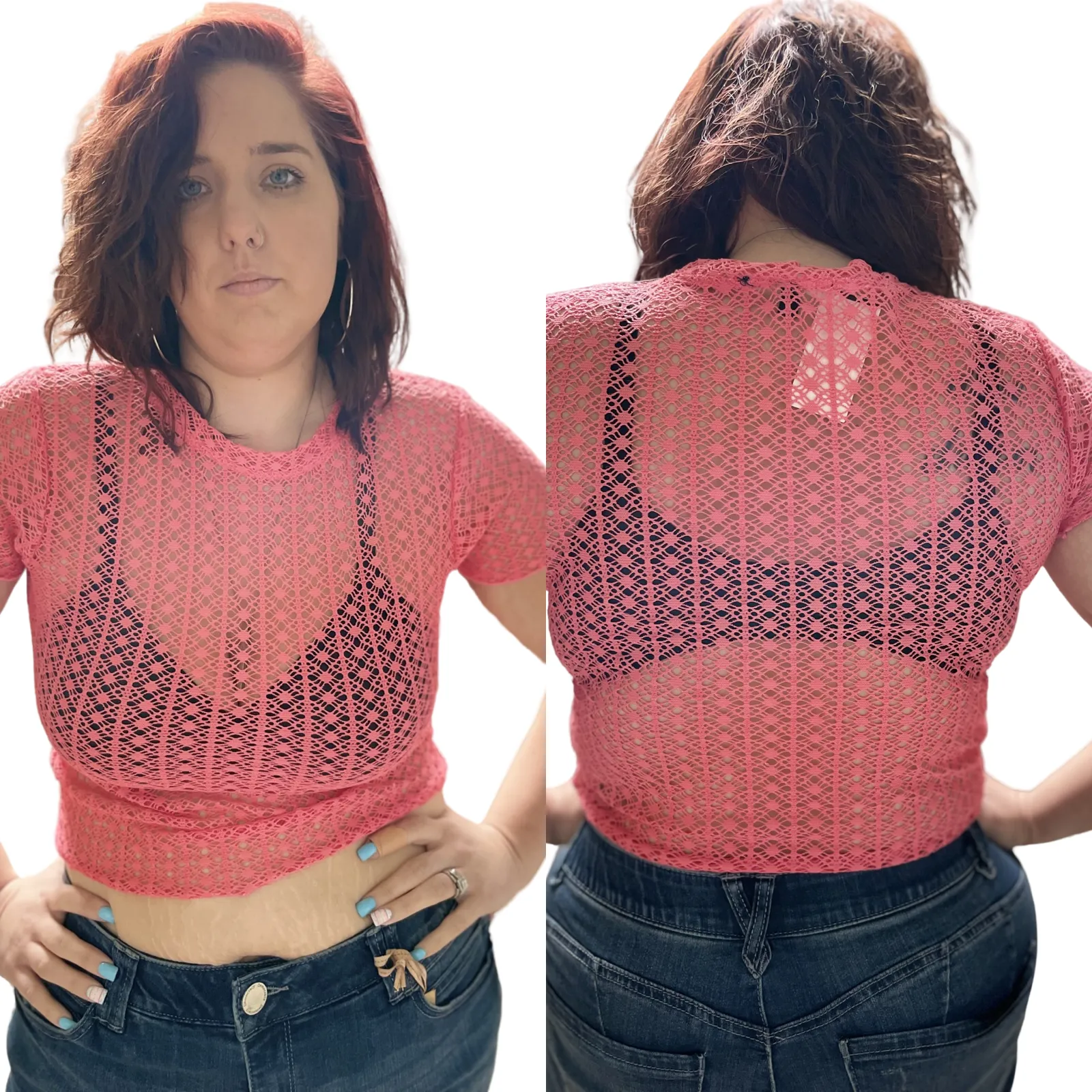 - Neon Crochet Net Crop Top