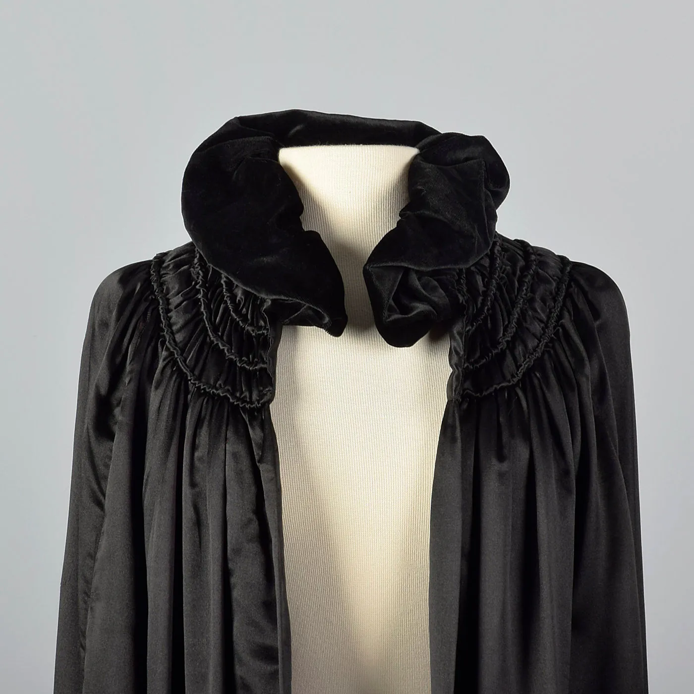 1930s Black Cape with Velvet Trim