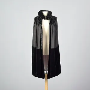 1930s Black Cape with Velvet Trim