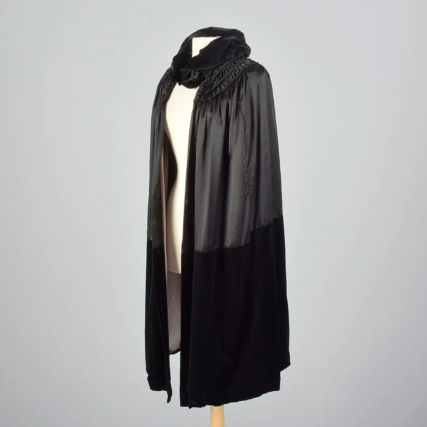 1930s Black Cape with Velvet Trim