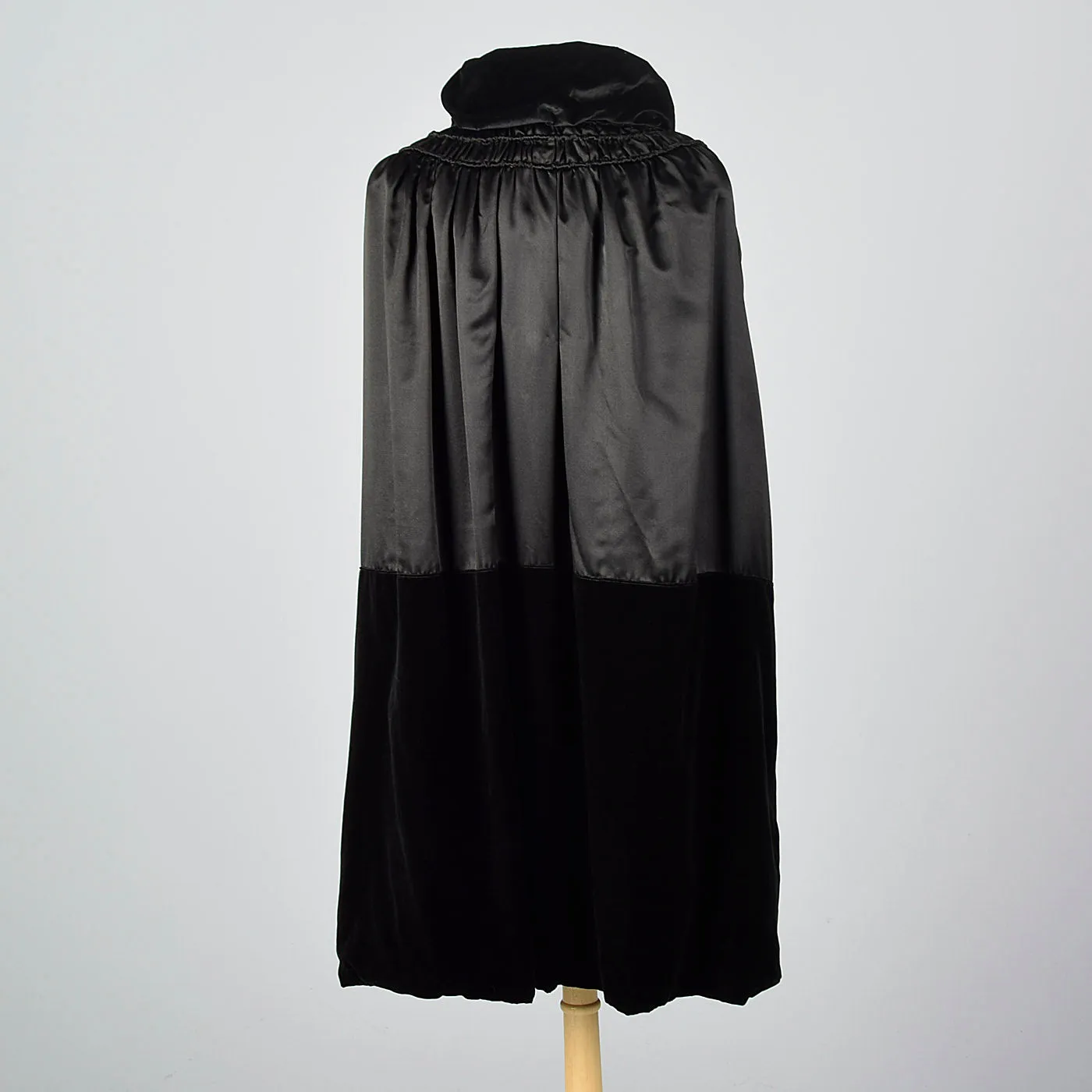 1930s Black Cape with Velvet Trim