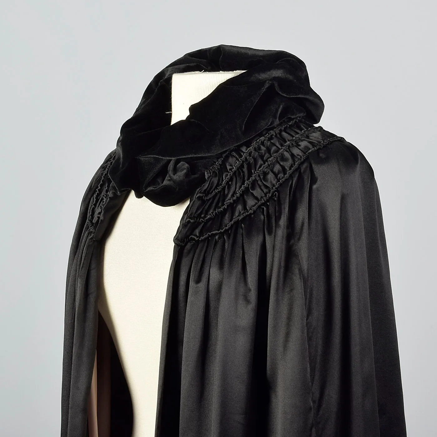 1930s Black Cape with Velvet Trim