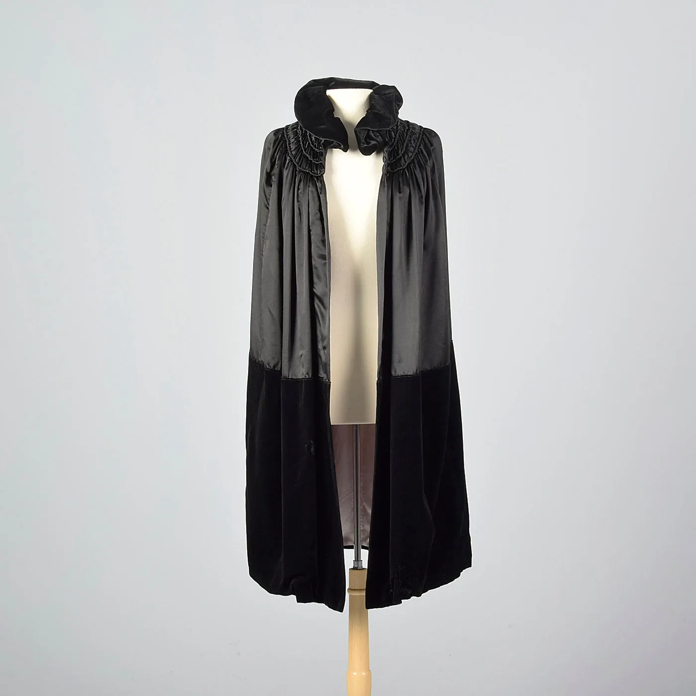 1930s Black Cape with Velvet Trim