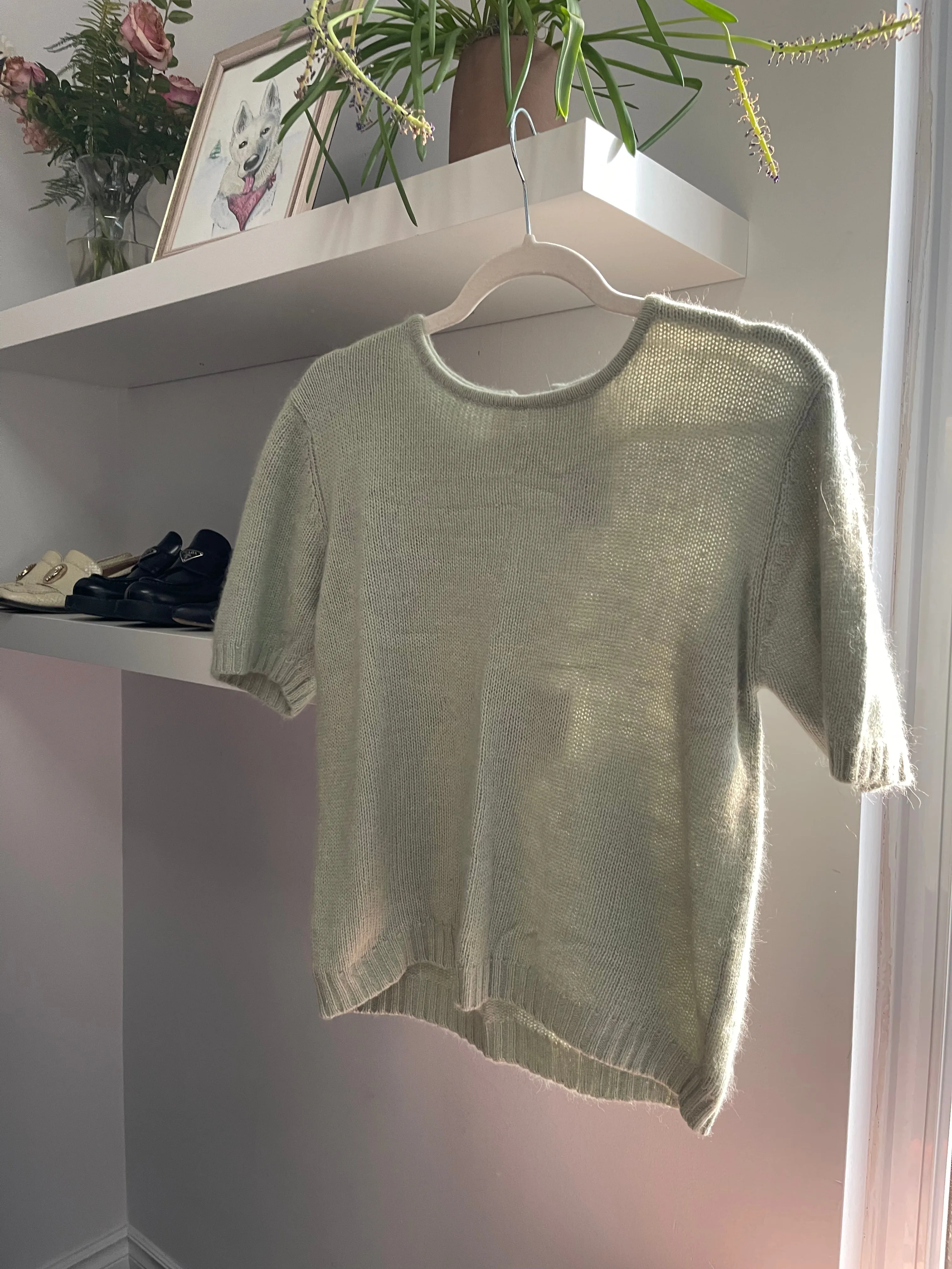 90s Soft Pear Angora-Blend Knit Tee - L