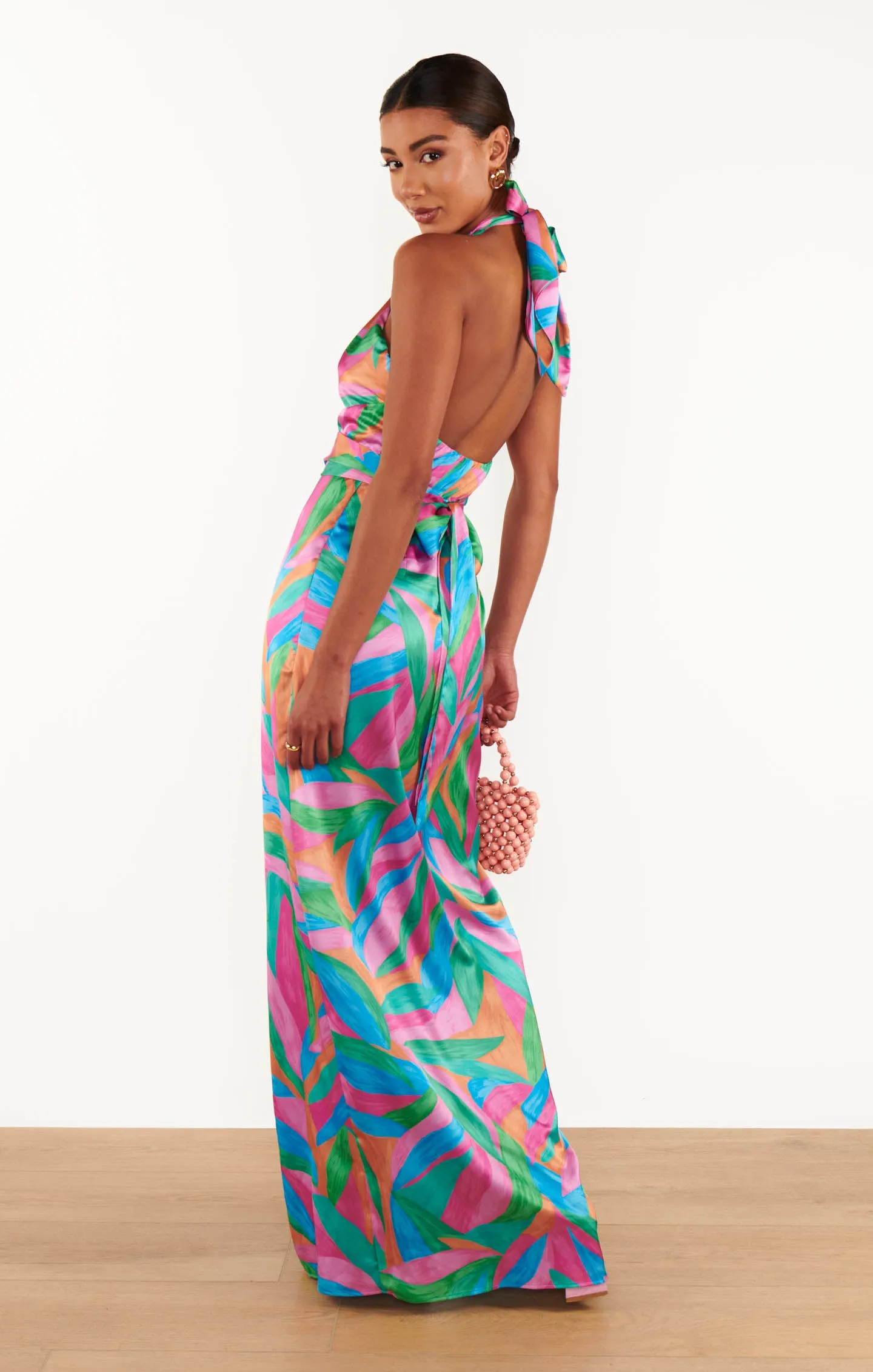 Adele Halter Maxi Dress ~ Guava Punch