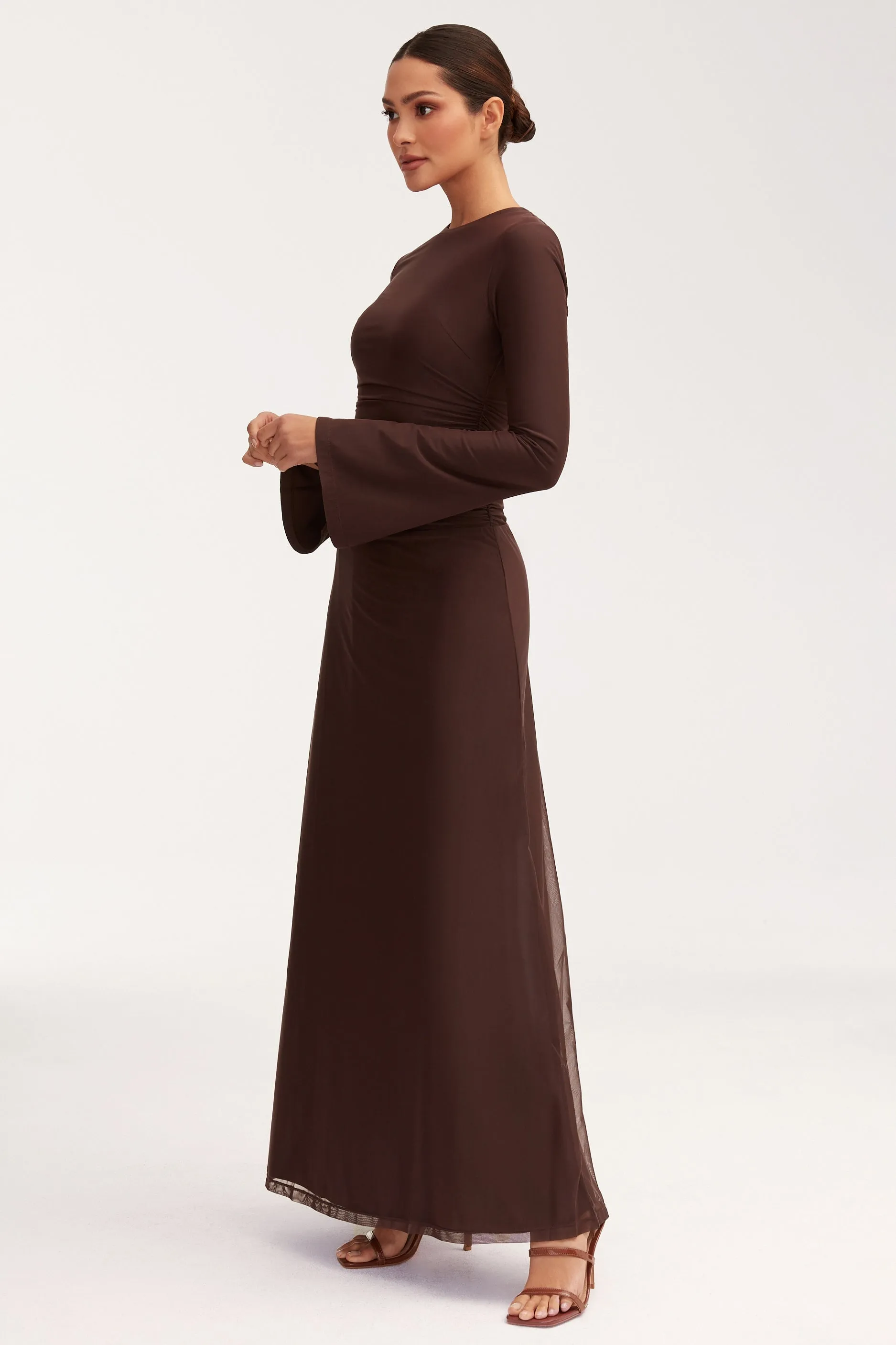 Adelina Rouched Maxi Dress - Chocolate Plum