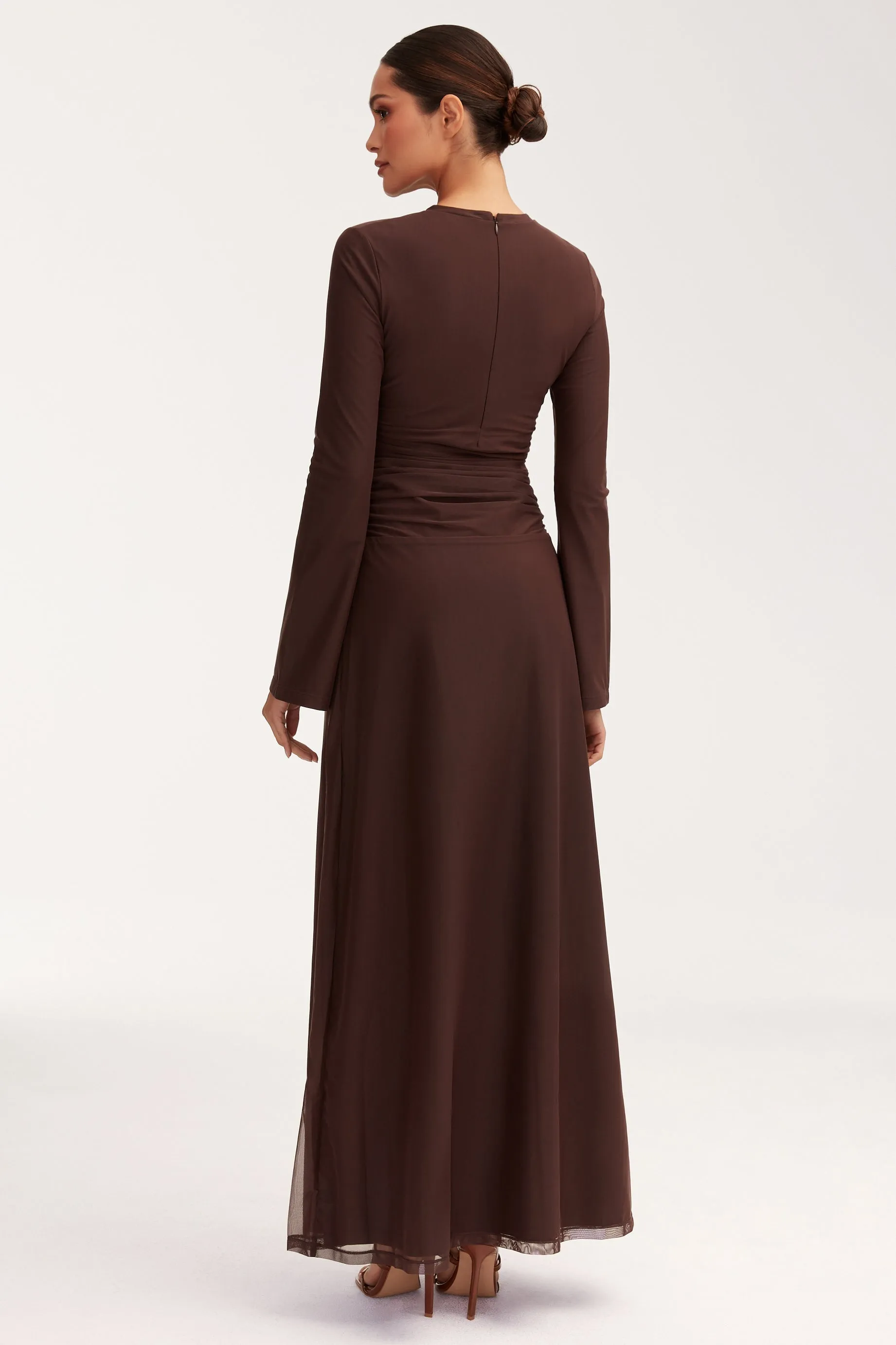 Adelina Rouched Maxi Dress - Chocolate Plum