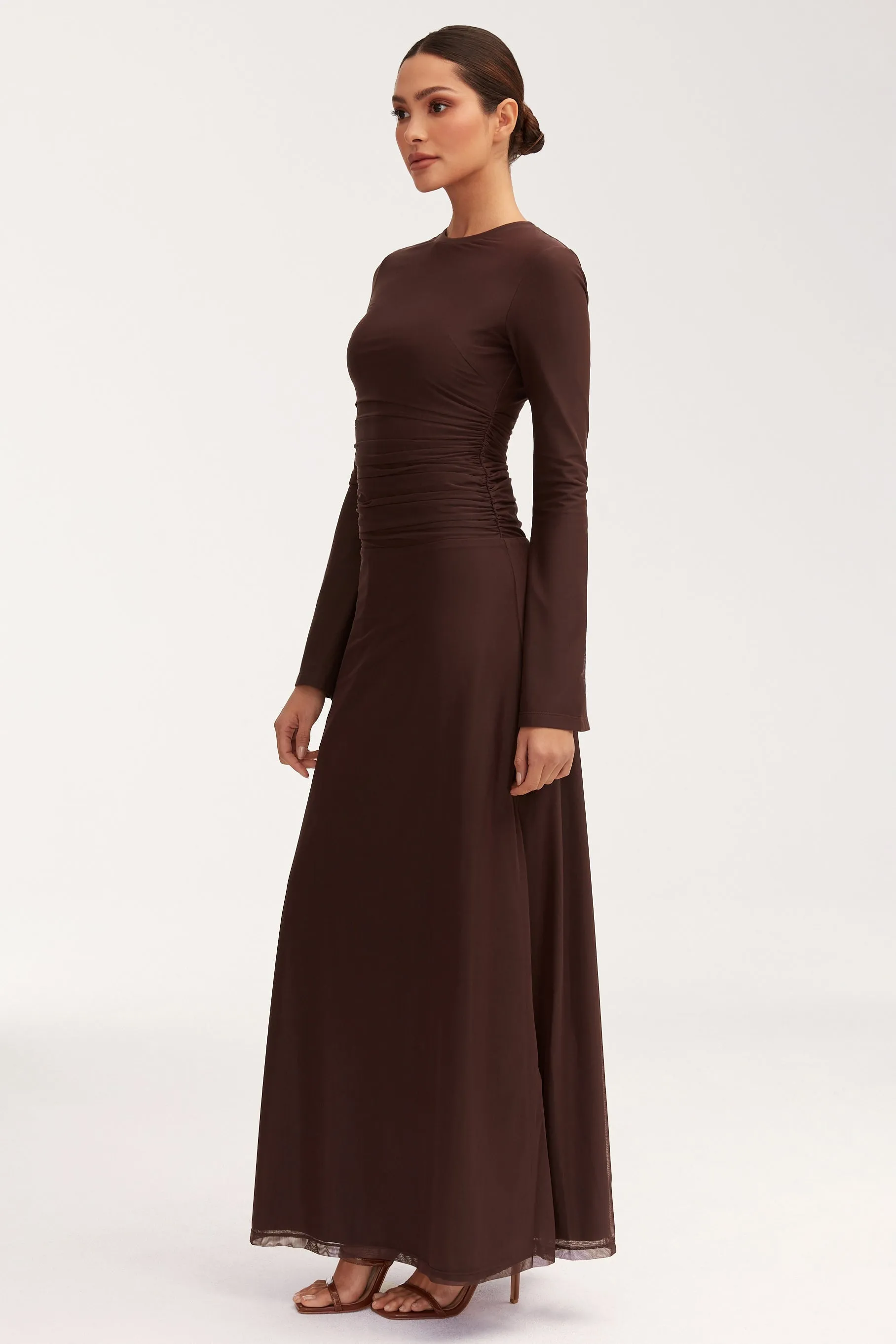 Adelina Rouched Maxi Dress - Chocolate Plum