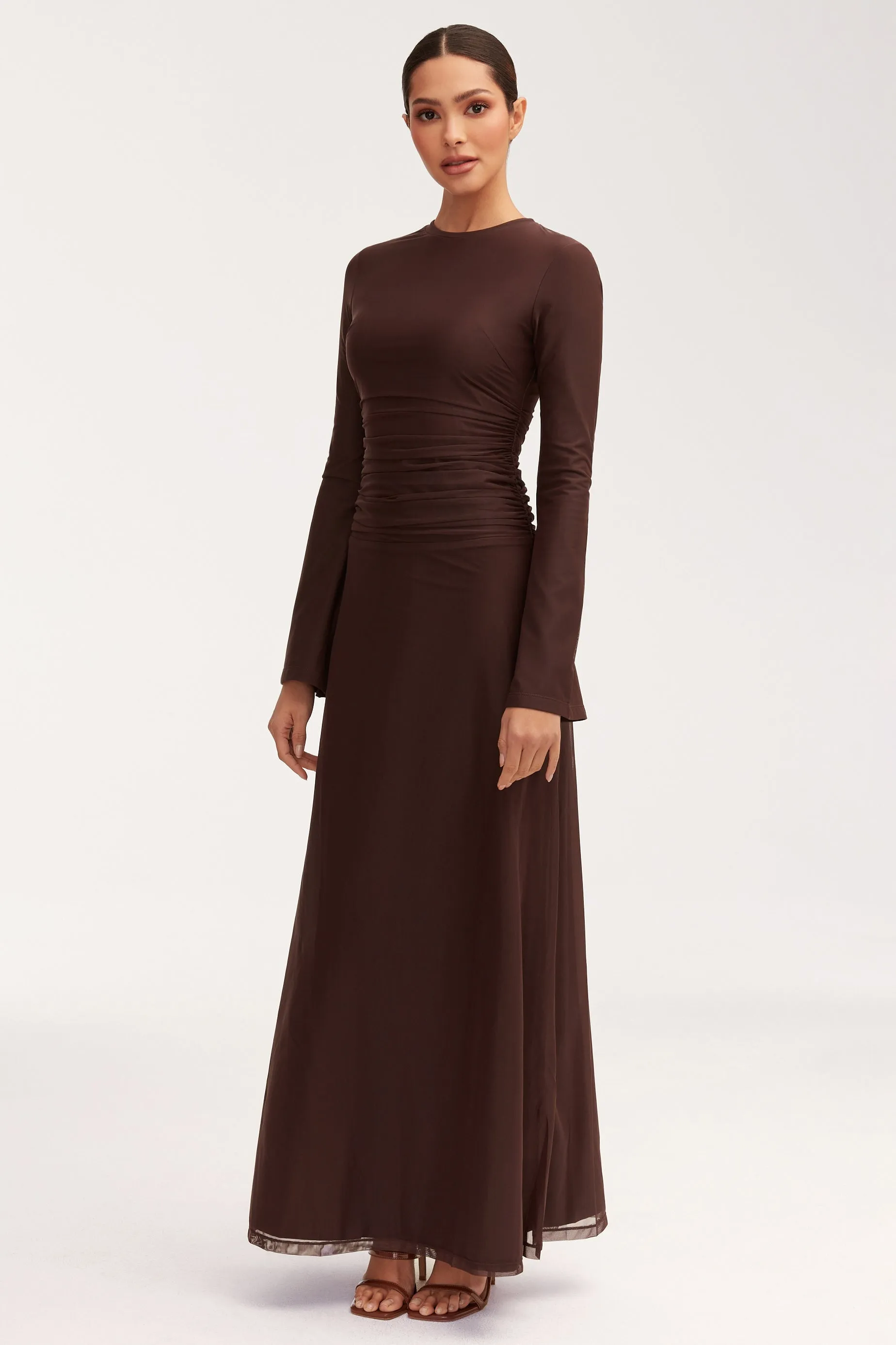 Adelina Rouched Maxi Dress - Chocolate Plum