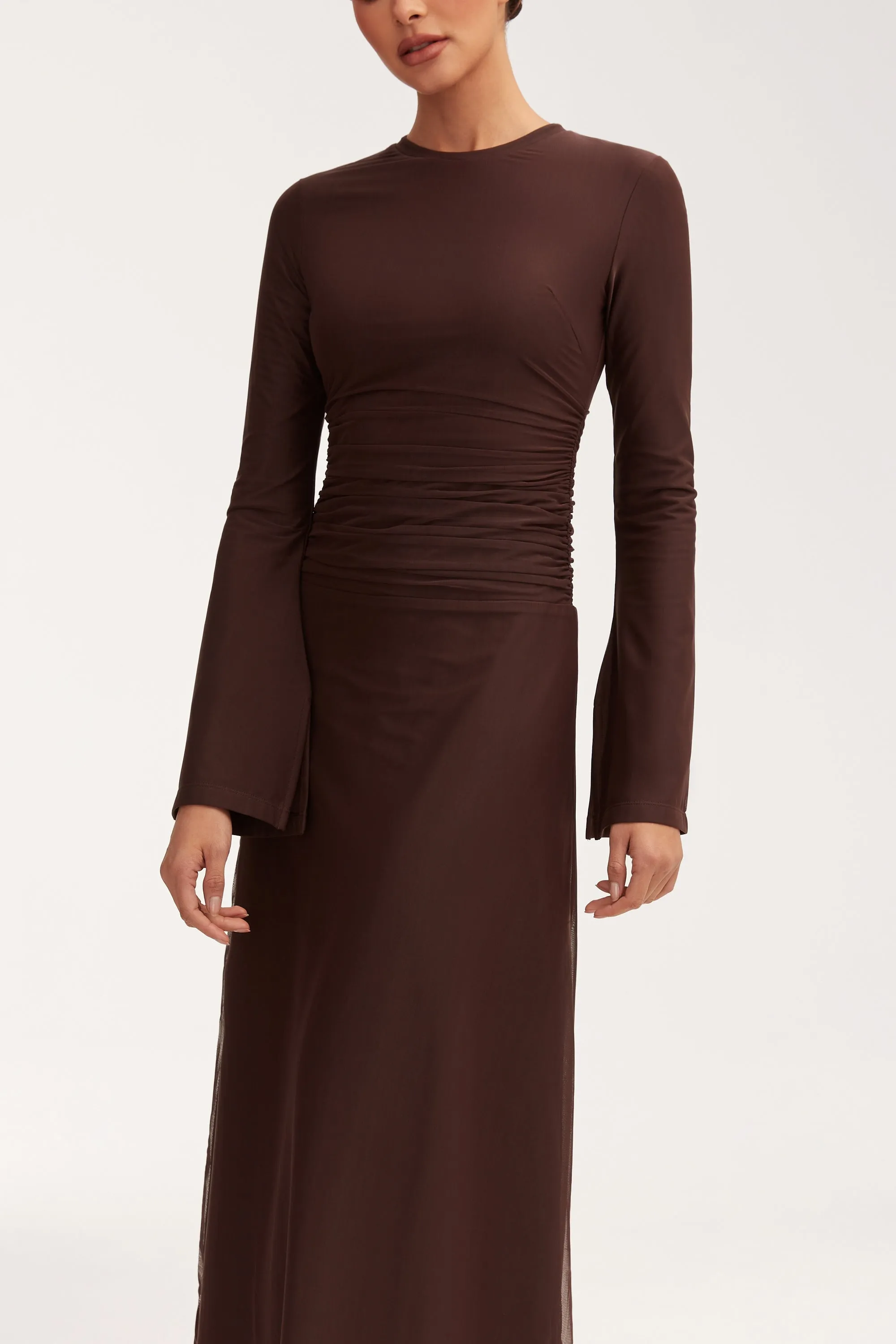 Adelina Rouched Maxi Dress - Chocolate Plum