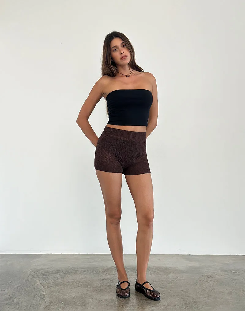 Alina Micro Short in Wide Rib Knit Brown