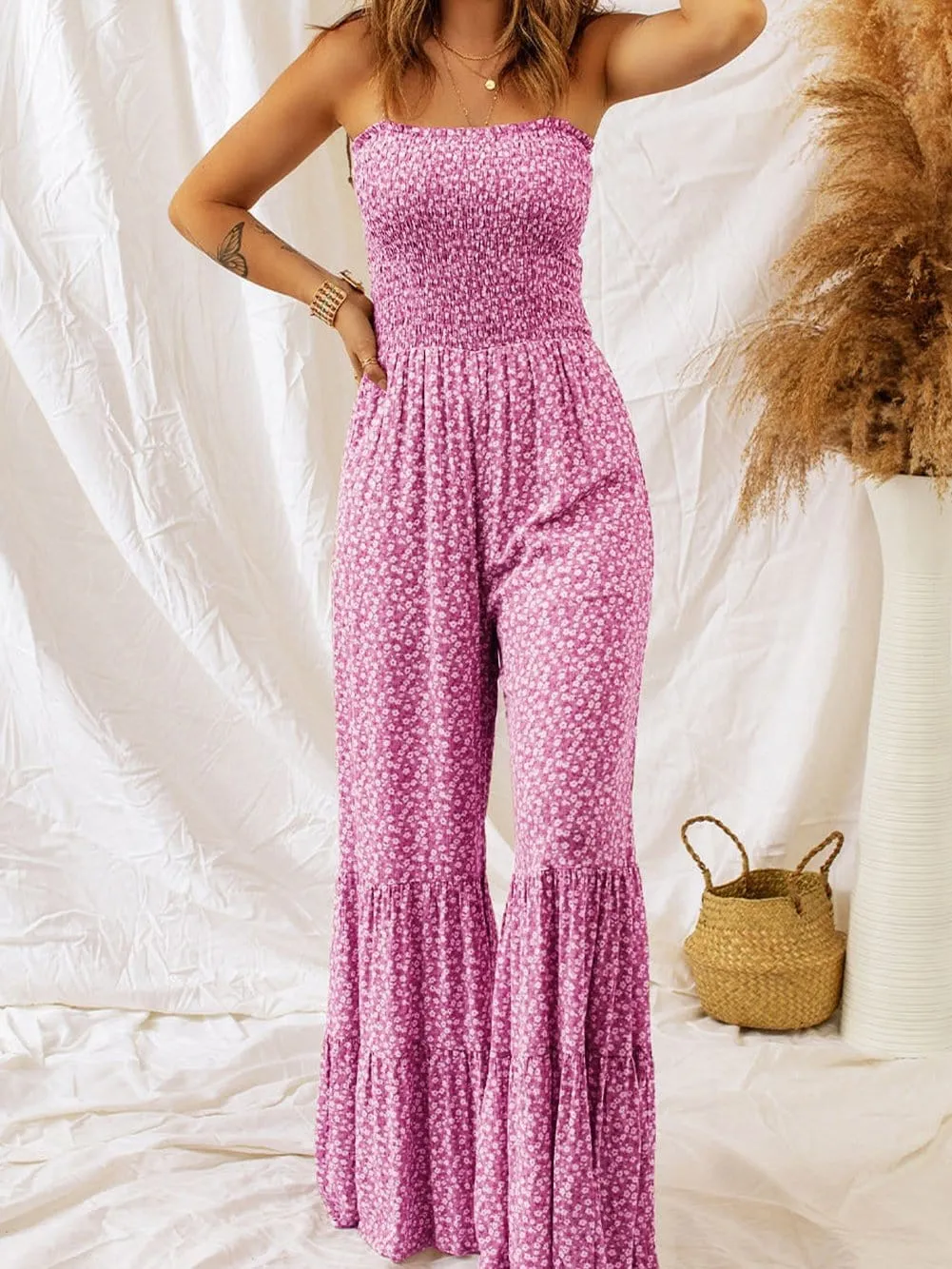 Alluring Pink Floral Jumpsuit