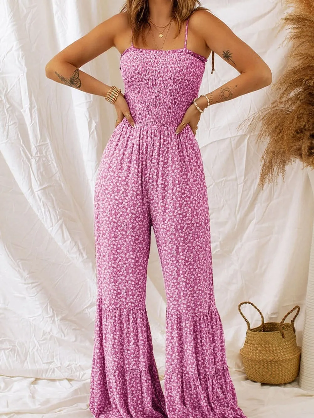 Alluring Pink Floral Jumpsuit