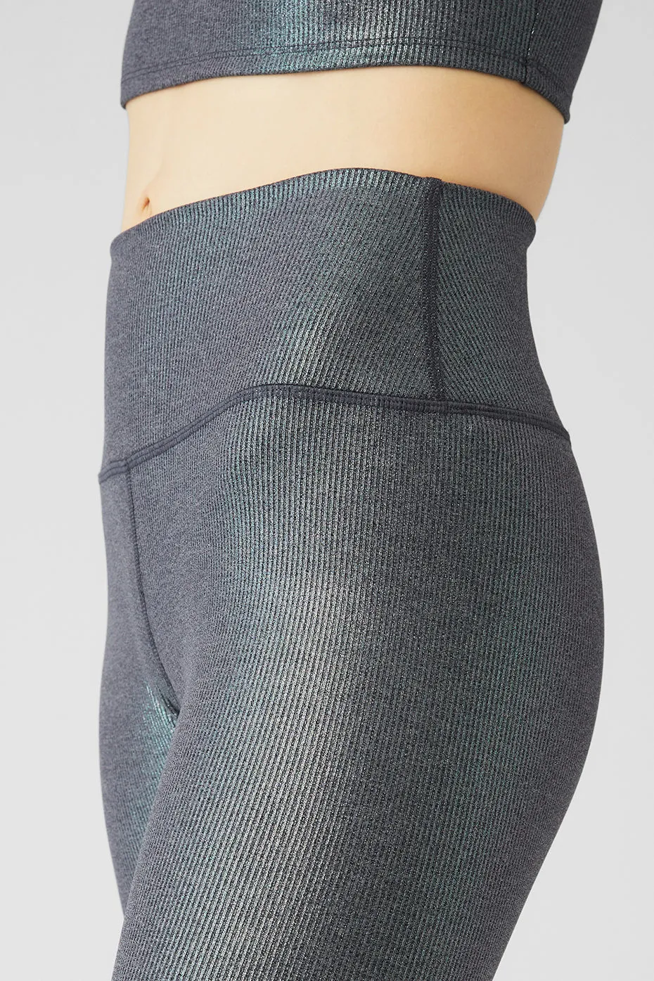 Alosoft Ribbed High-Waist Shimmer Legging - Dark Grey Iridescent