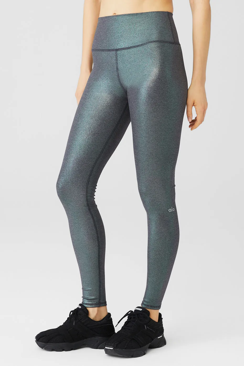 Alosoft Ribbed High-Waist Shimmer Legging - Dark Grey Iridescent