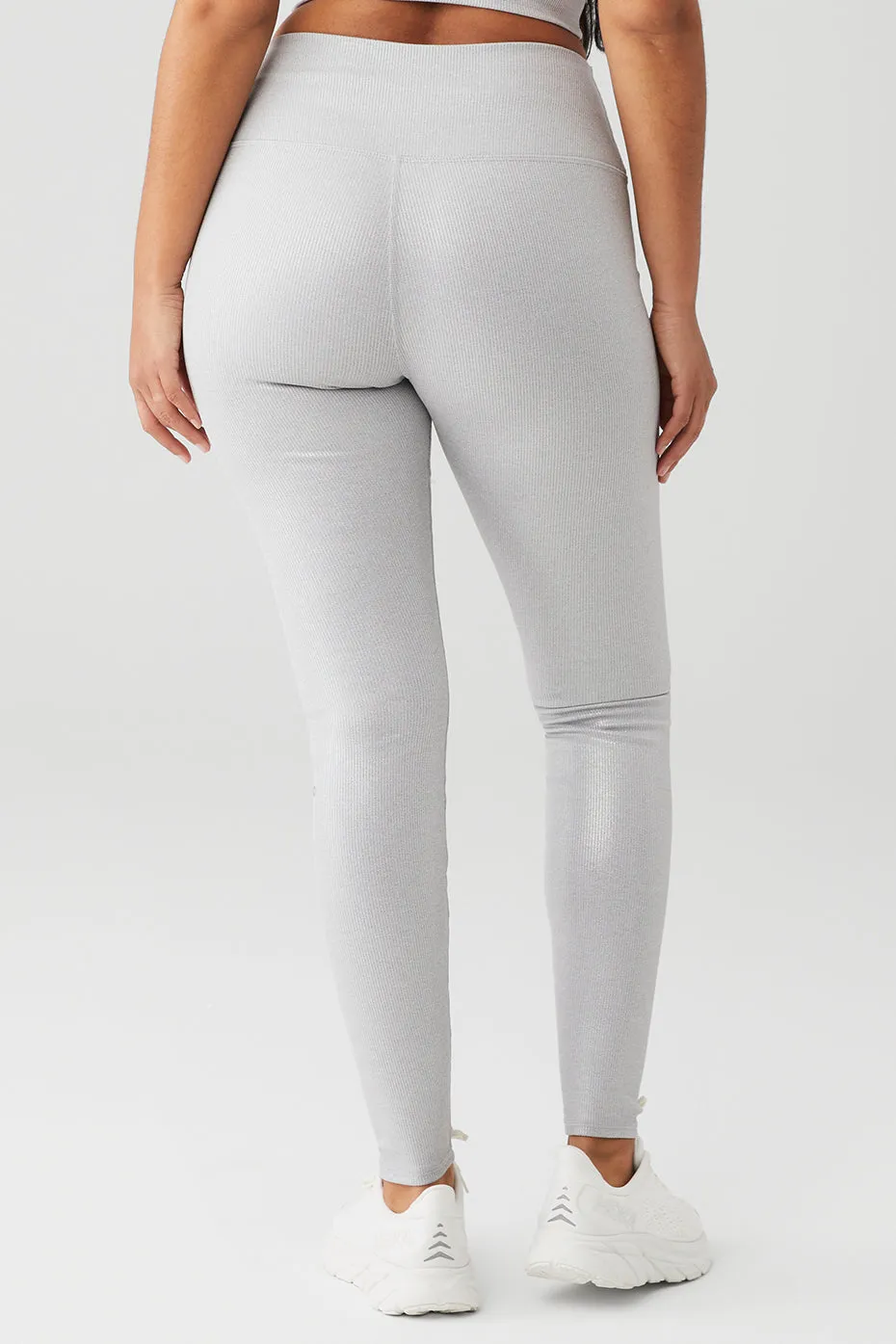 Alosoft Ribbed High-Waist Shimmer Legging - Light Grey Iridescent