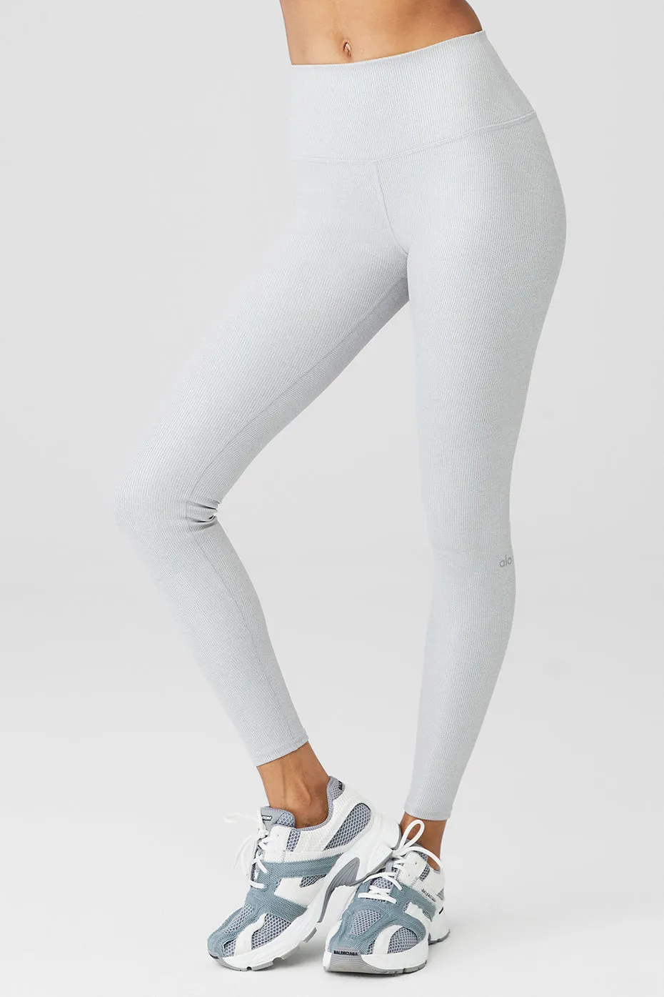 Alosoft Ribbed High-Waist Shimmer Legging - Light Grey Iridescent