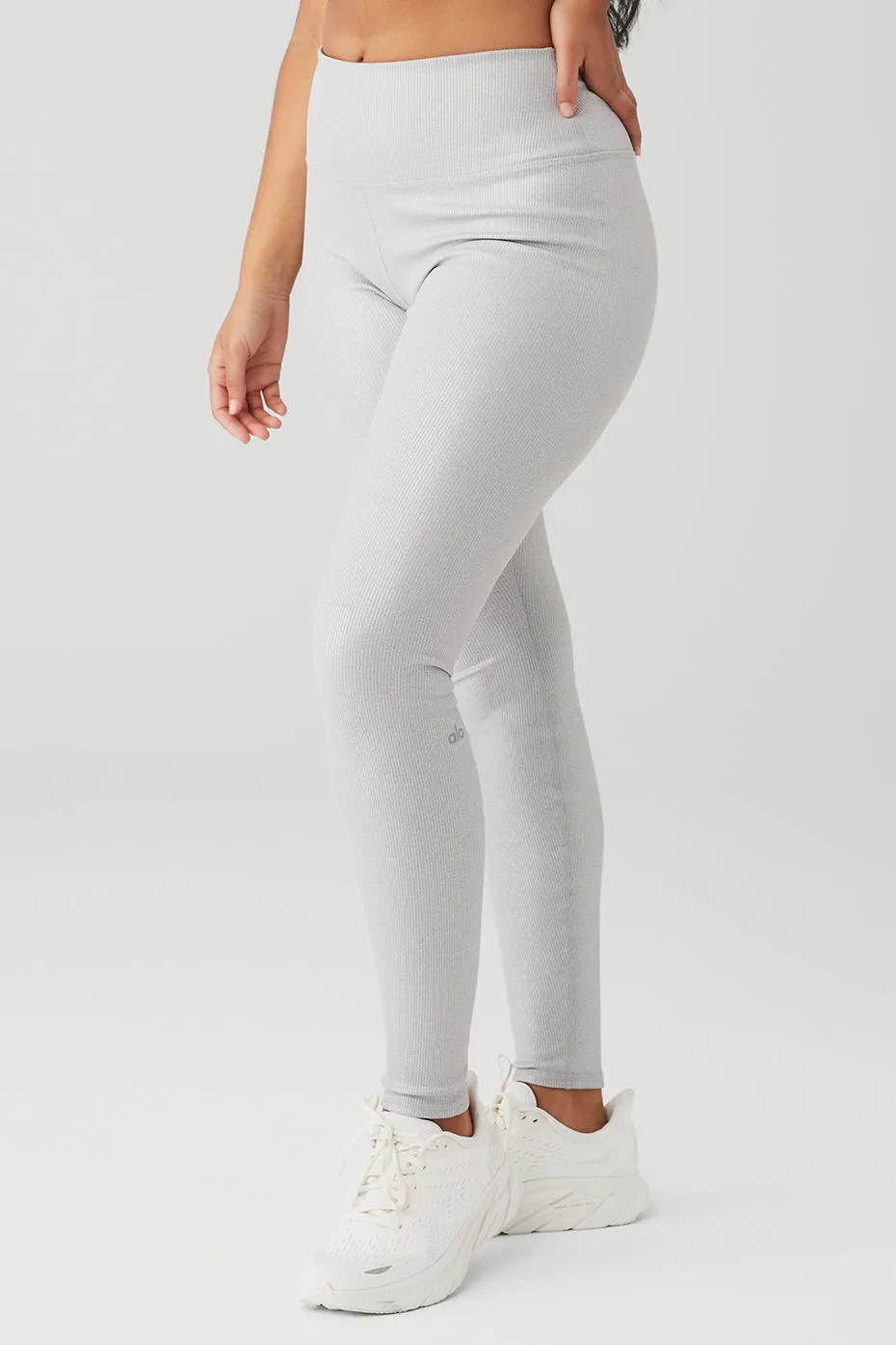 Alosoft Ribbed High-Waist Shimmer Legging - Light Grey Iridescent