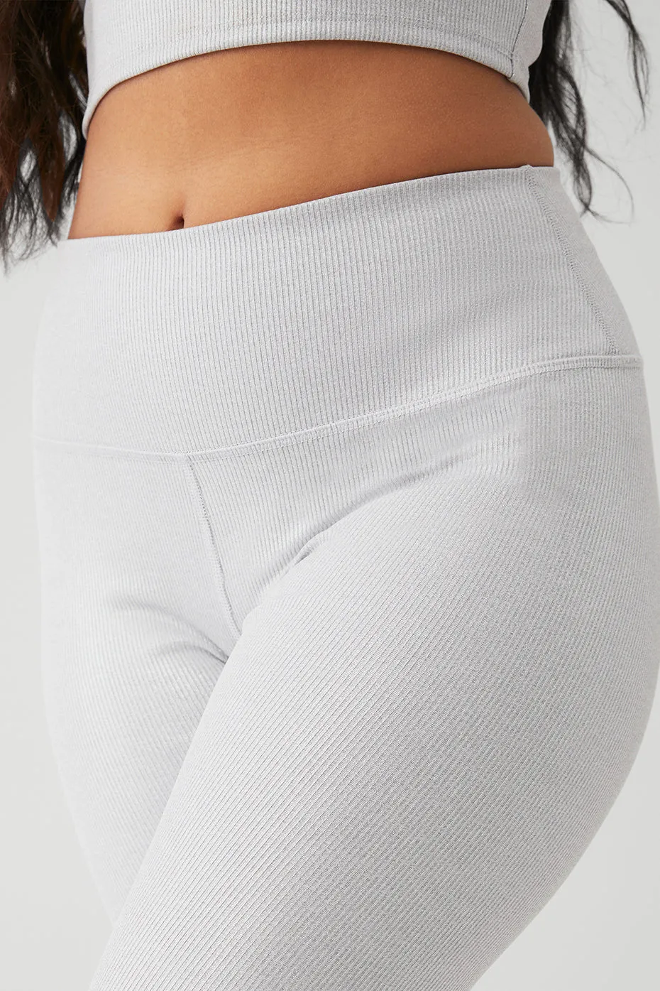 Alosoft Ribbed High-Waist Shimmer Legging - Light Grey Iridescent