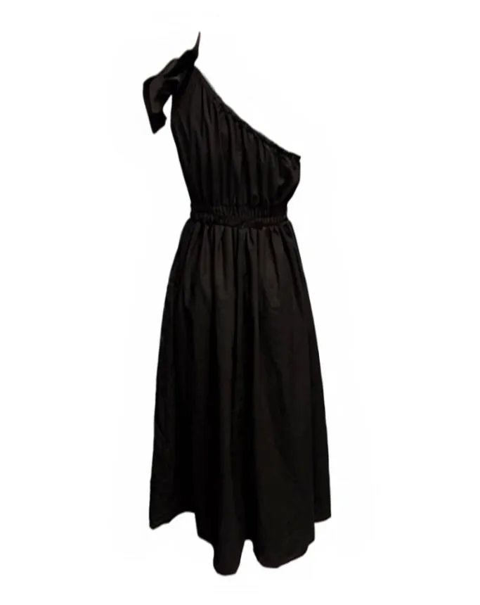 Angelina One Shoulder Maxi Dress - Black