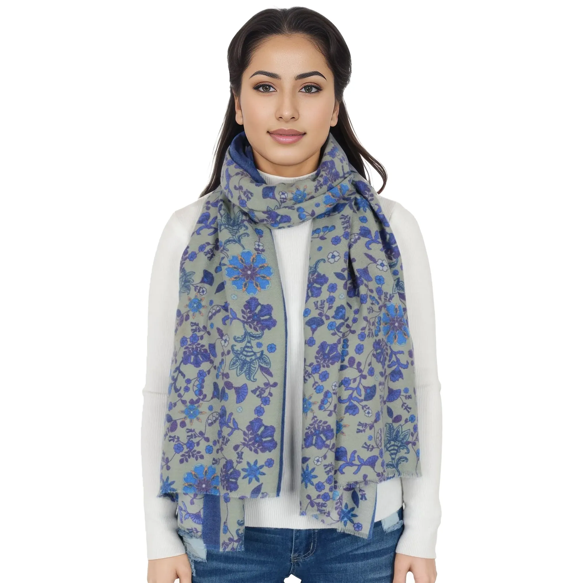 Anna-Kaci Floral Print Scarf Soft Cashmere Feel Shawl Wrap Winter Scarves for Women 74.8 x 25.6 inch