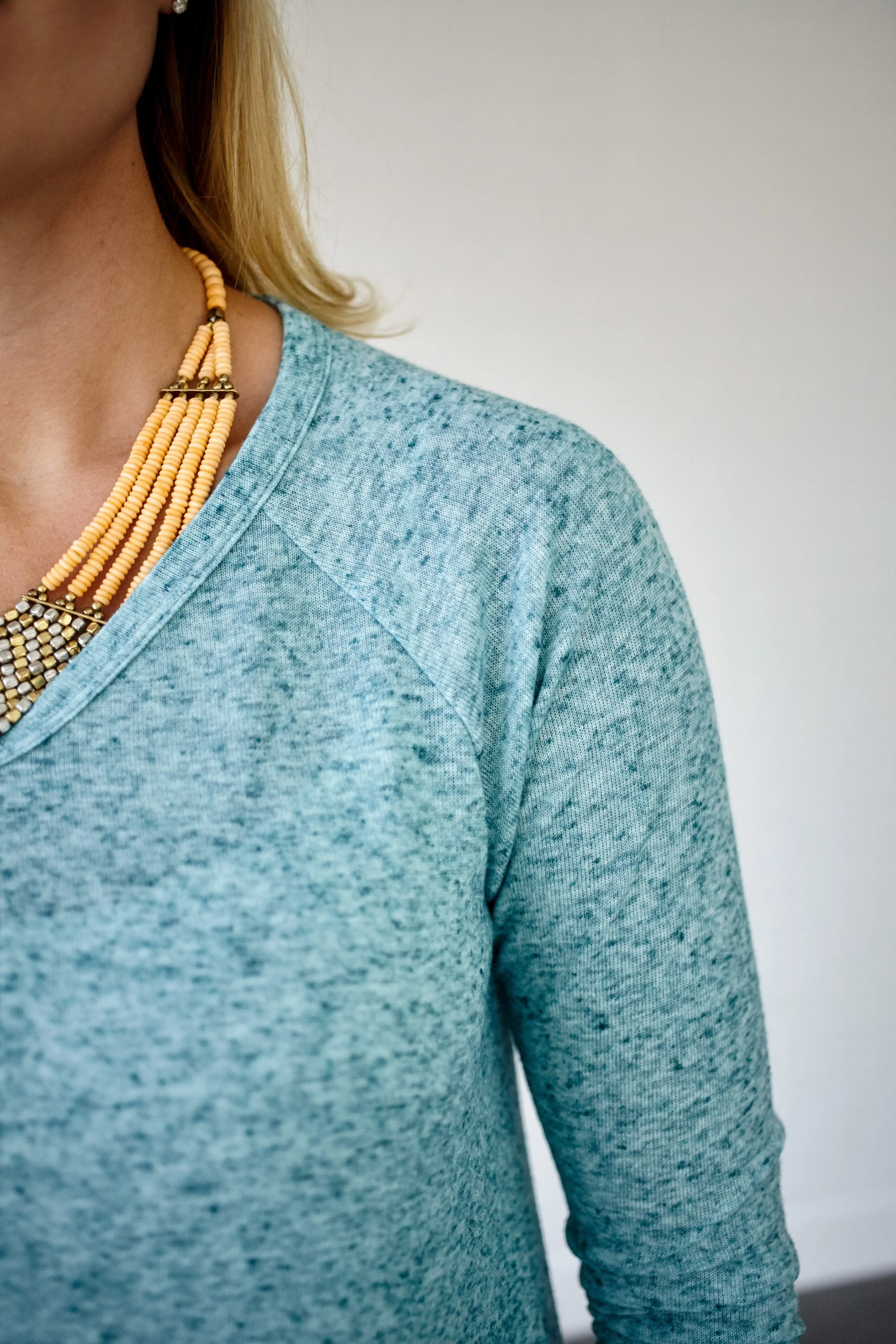 Aqua Heathered Knit Top