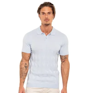 Argyle Solid Knit Polo - Light Blue