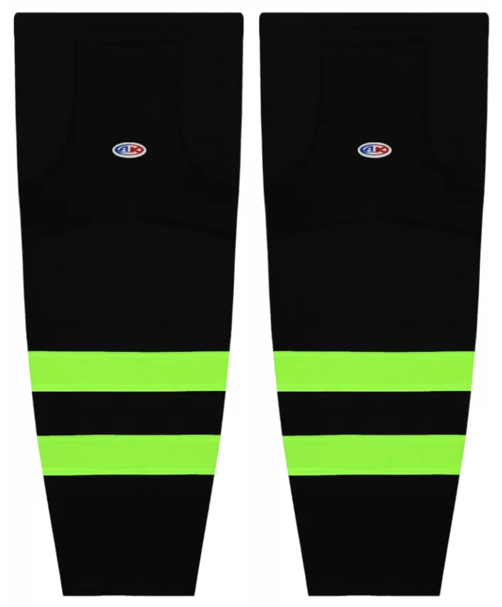 Athletic Knit (AK) HS2100-655 Dallas Stars Black/Neon Green Mesh Ice Hockey Socks