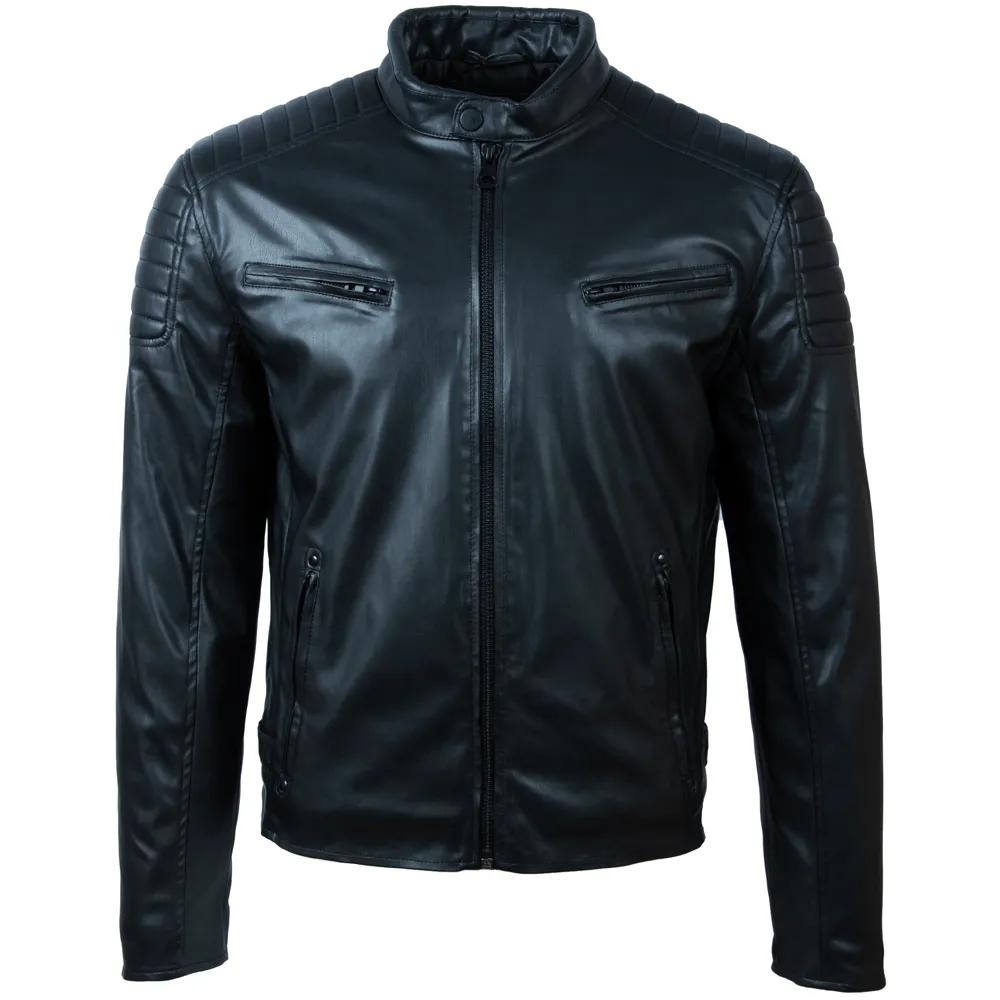 B8P6 Mens Biker Jacket - Black