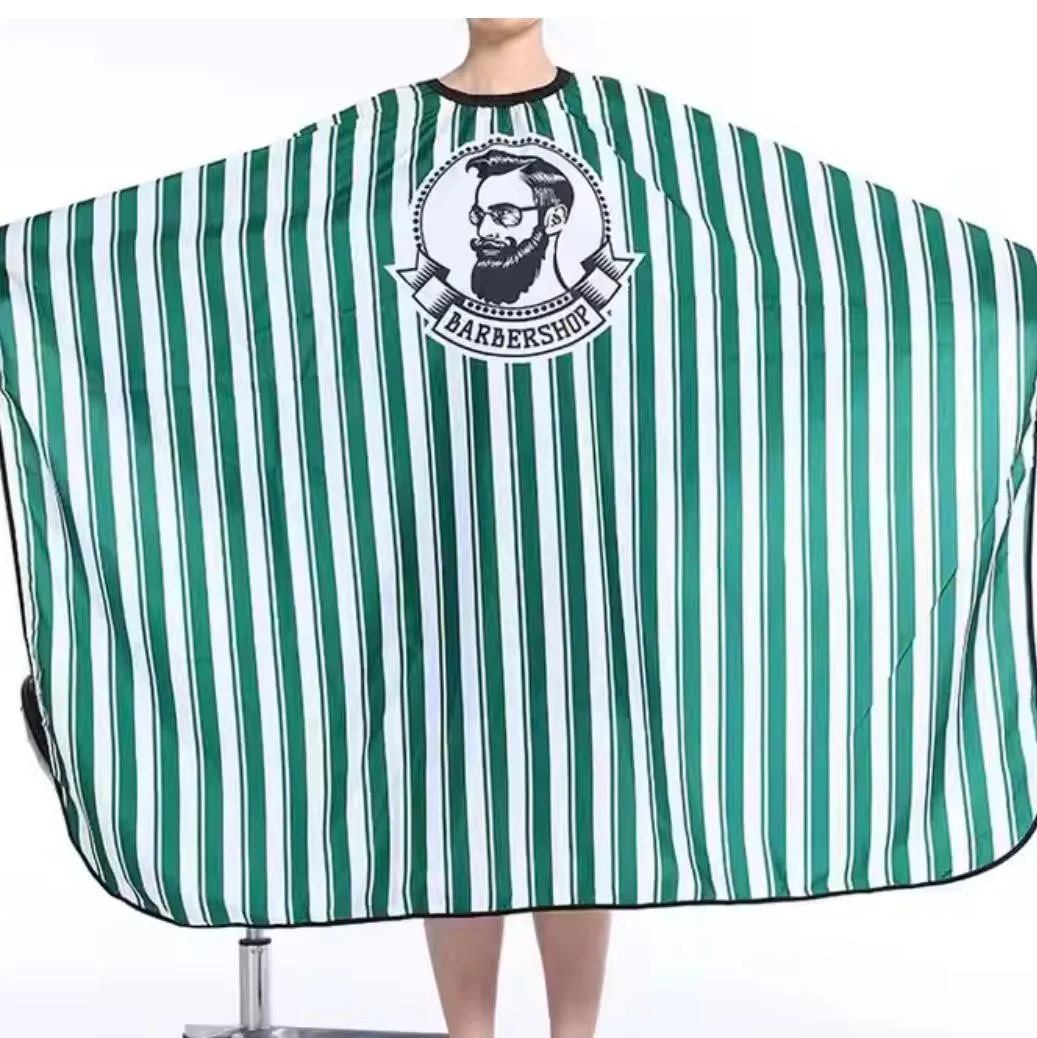 Barber Cape Barbershop Green White stripe