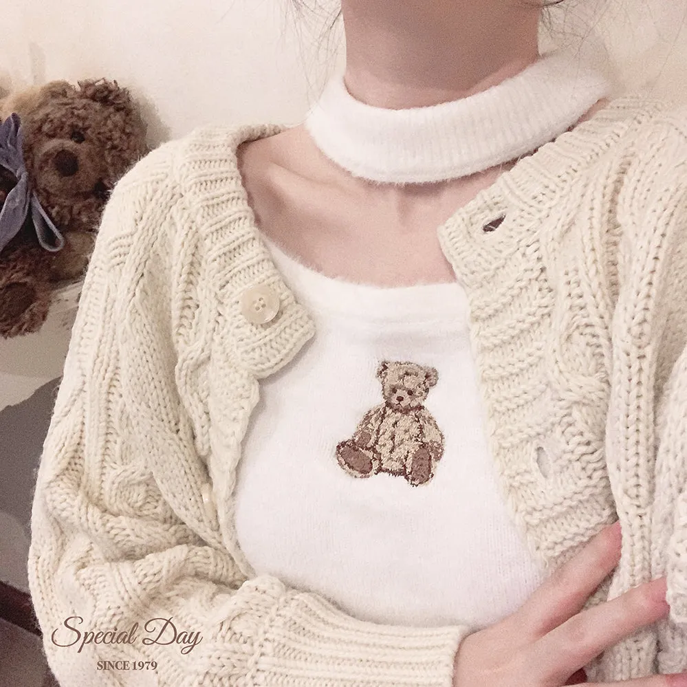 [Basic] Teddy bear faux fur sweater top