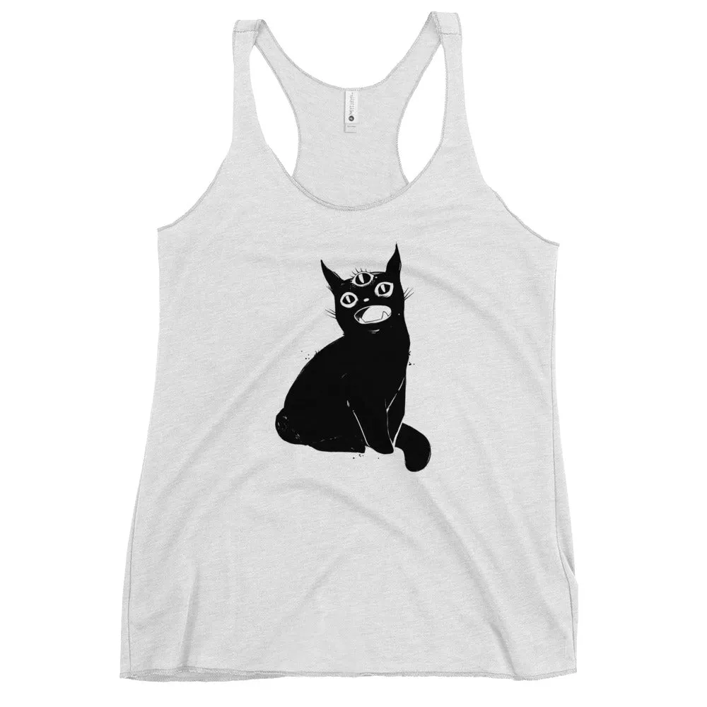 Black Cat With Third Eye, Racerback Tank Top