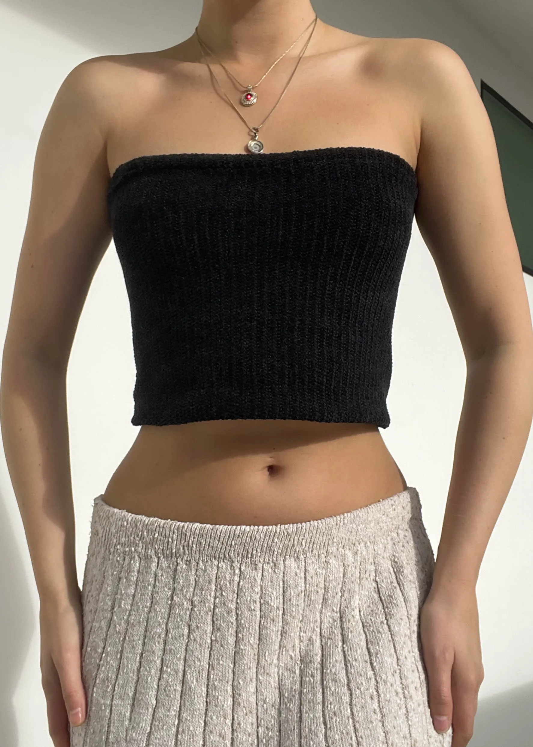 Black Knit Tube Top