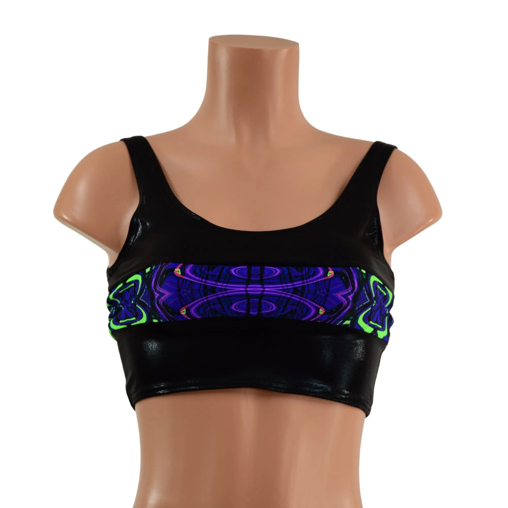 Black Mystique and Neon Melt Skinny Strap Mini Crop Tank Top