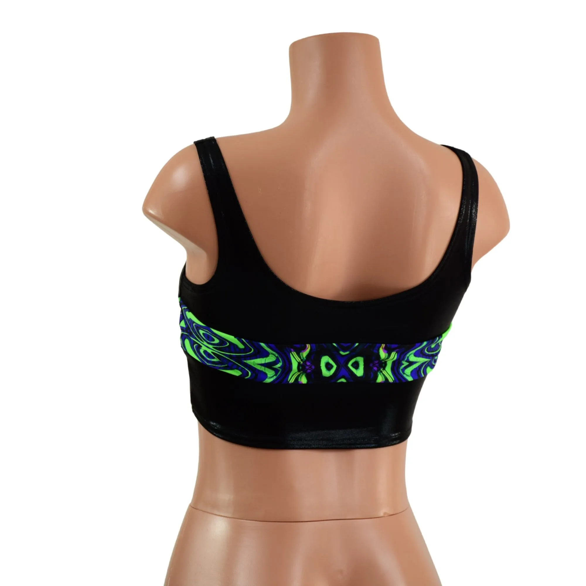 Black Mystique and Neon Melt Skinny Strap Mini Crop Tank Top