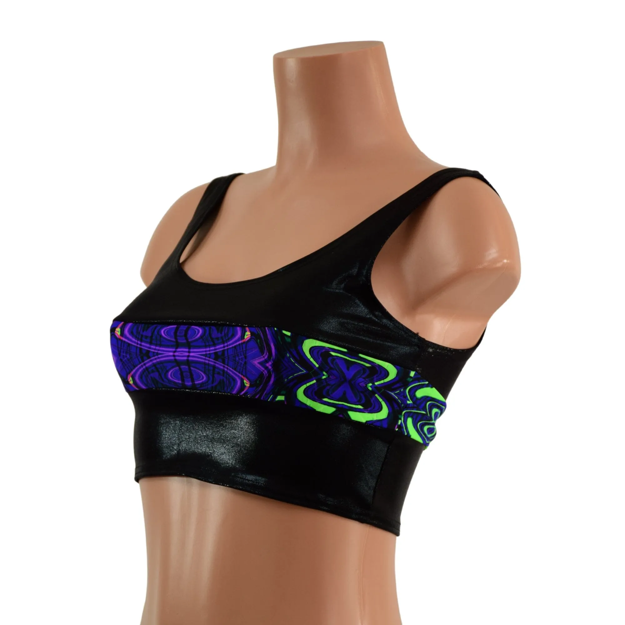 Black Mystique and Neon Melt Skinny Strap Mini Crop Tank Top