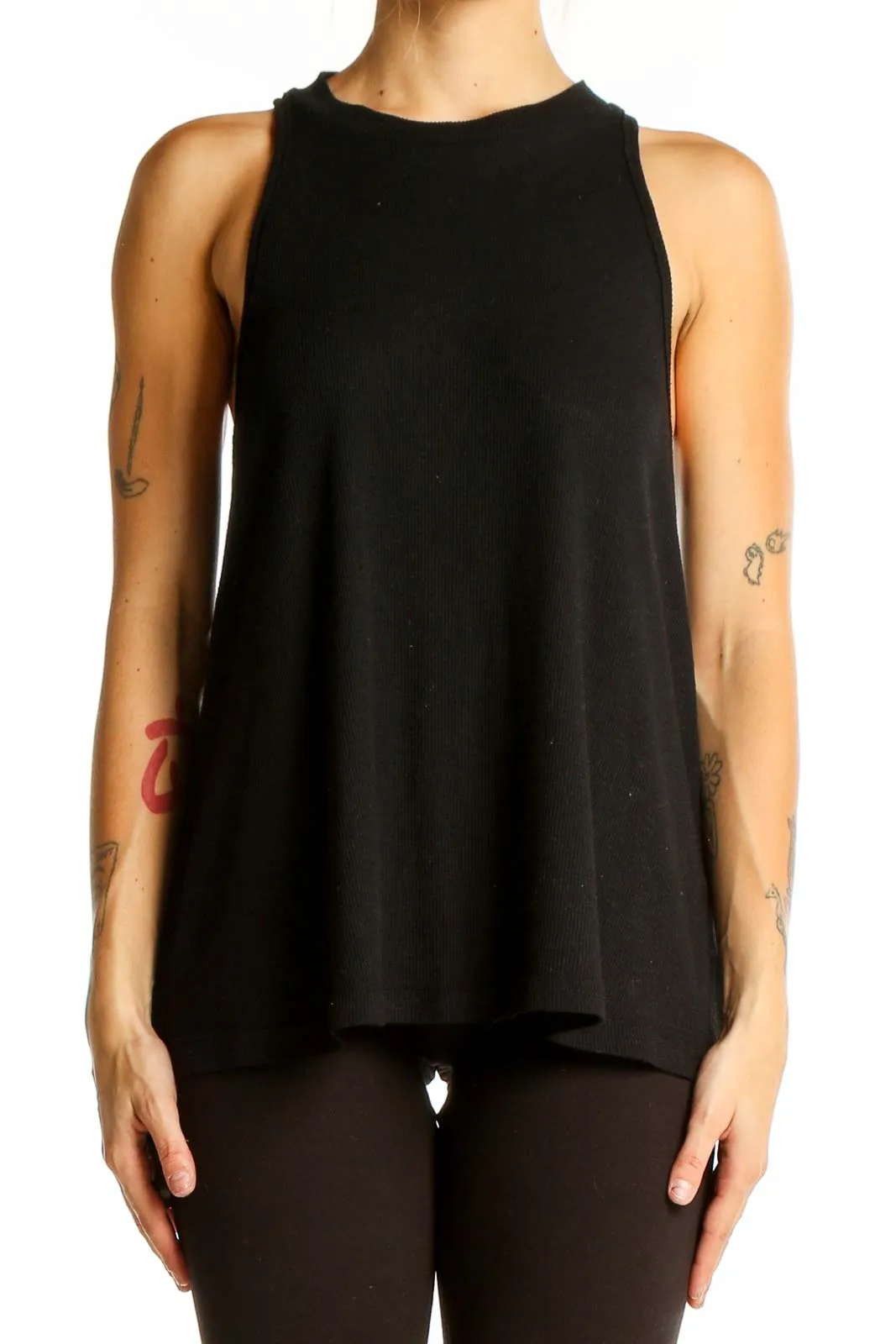 Black Sleeveless Flowy Knit Top