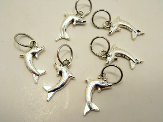 Bottlenose Dolphins: Set of 6 Stitch Markers