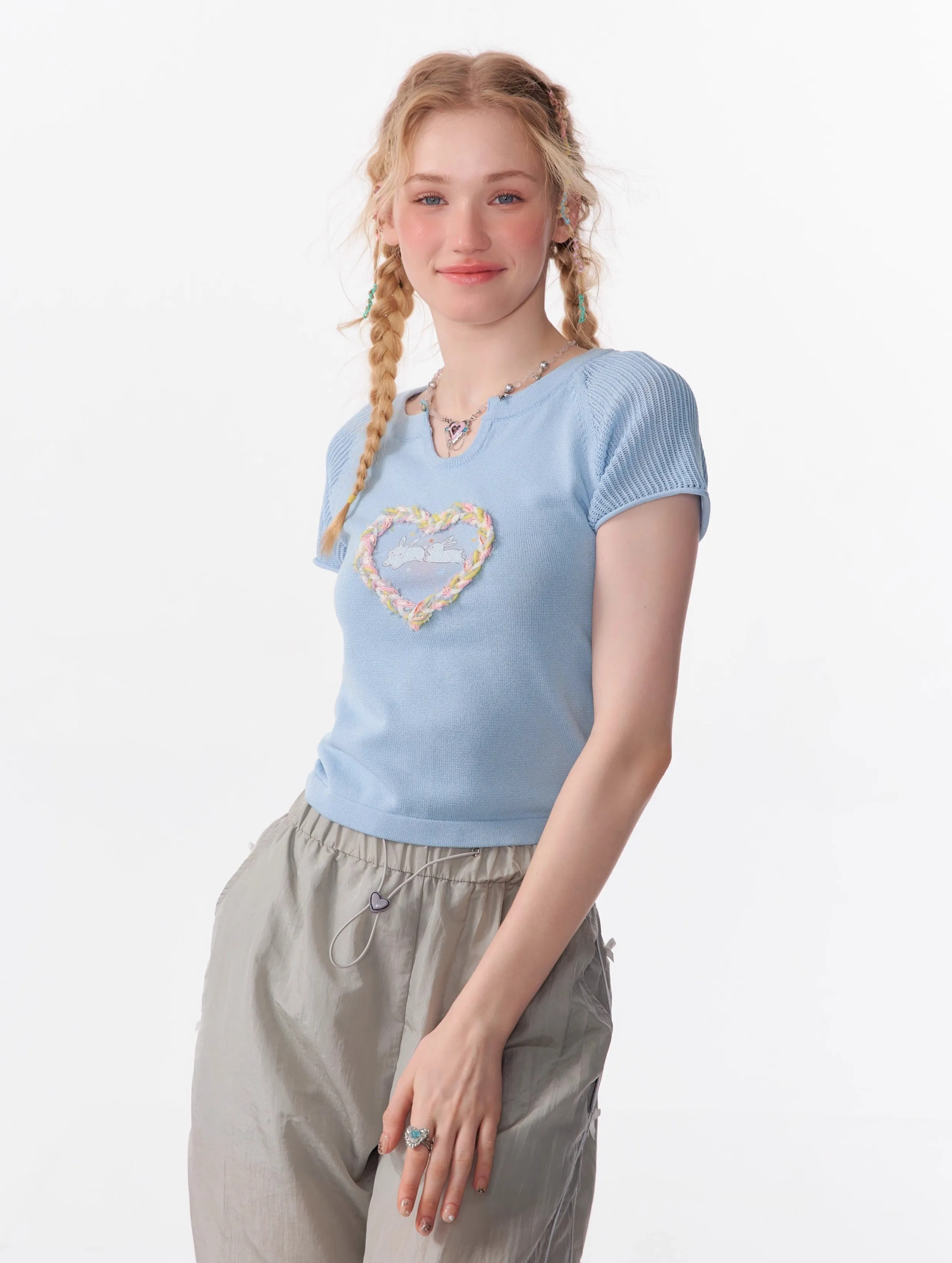 Braided Heart Knit Top