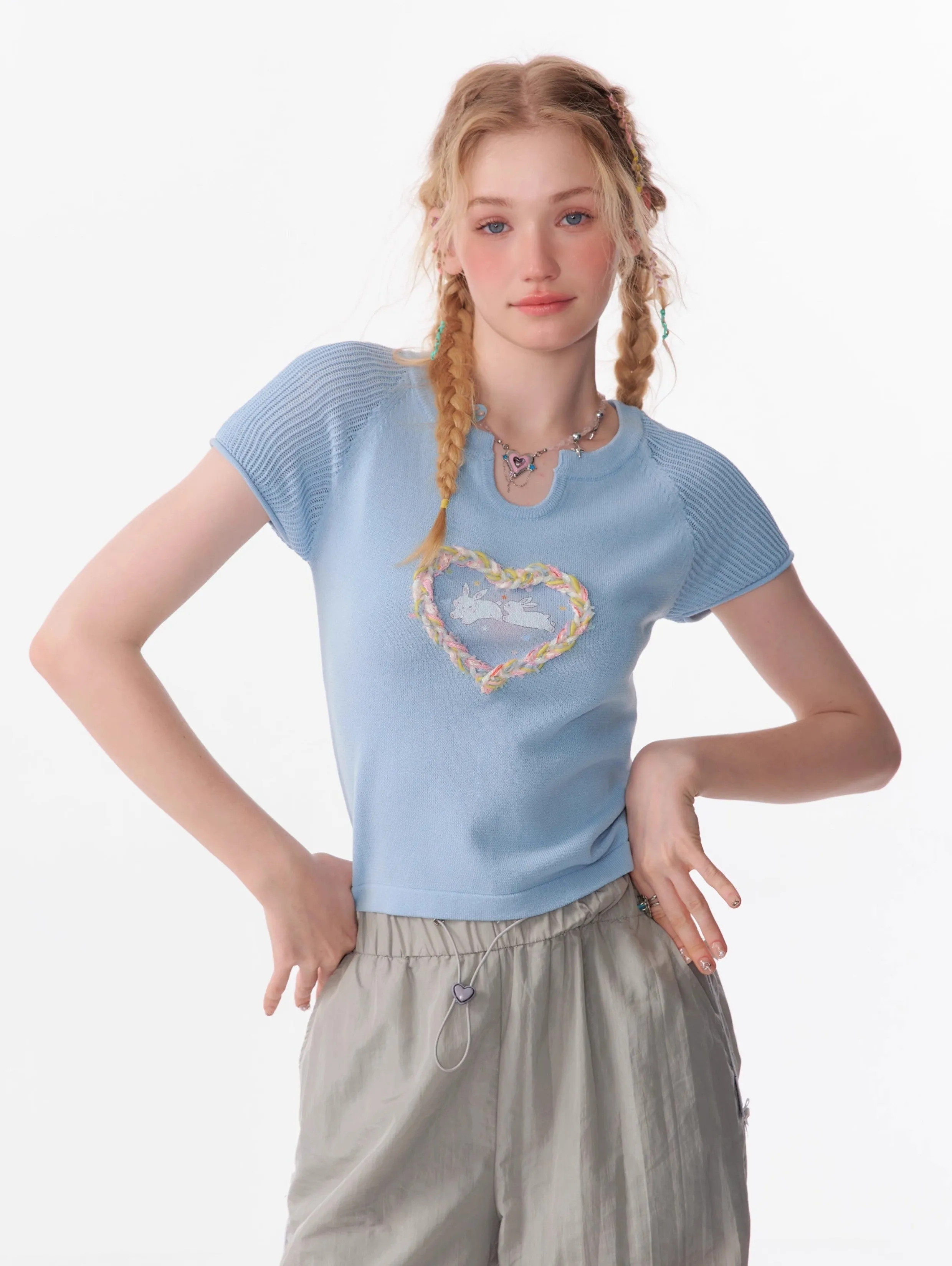 Braided Heart Knit Top