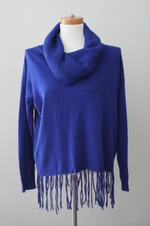 Bright Winter Blue Fringe Sweater