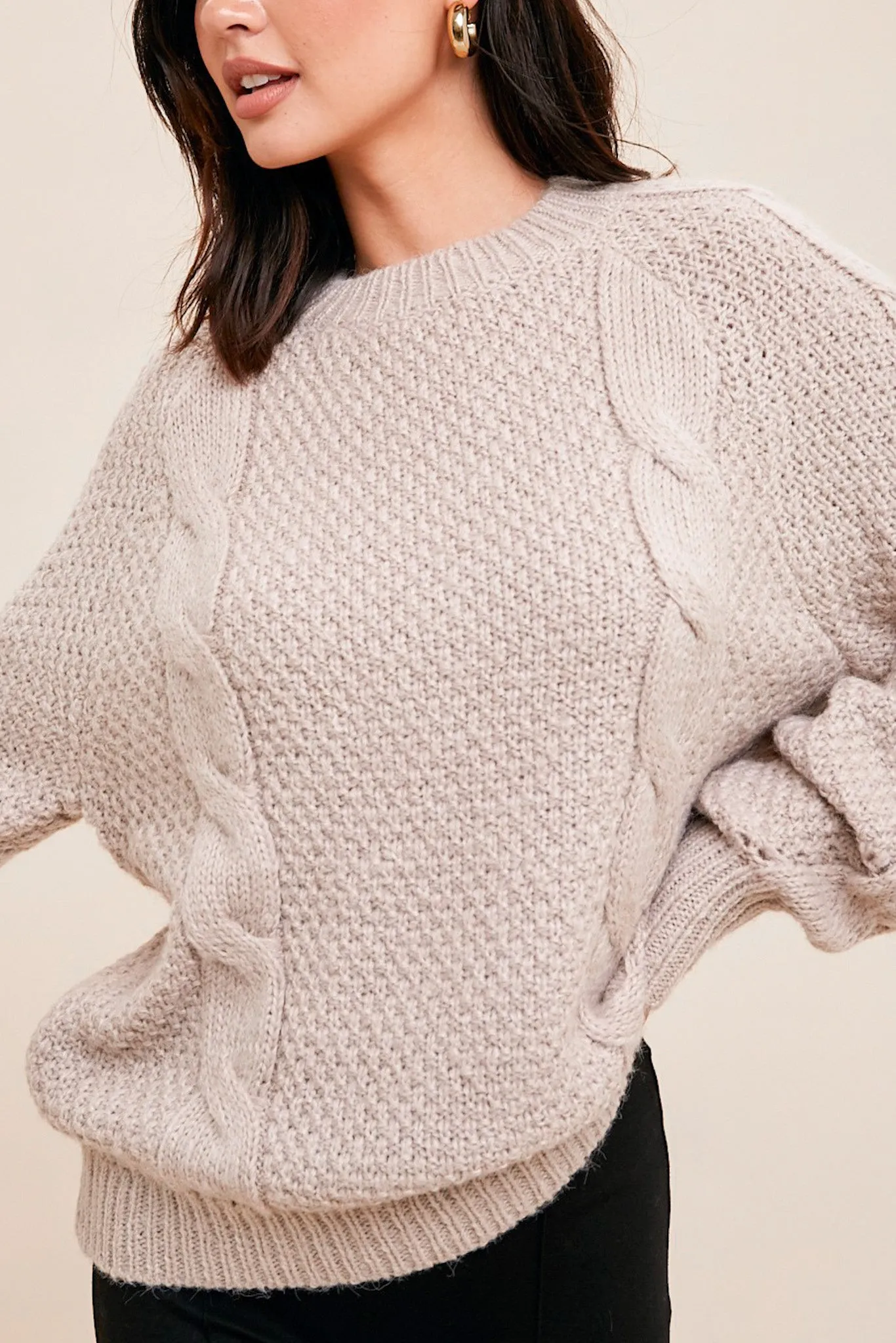 By the Sea Wool Blend Cable Knit Sweater