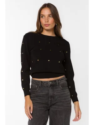 Candie Black Gold Stud Sweater By Velvet Heart