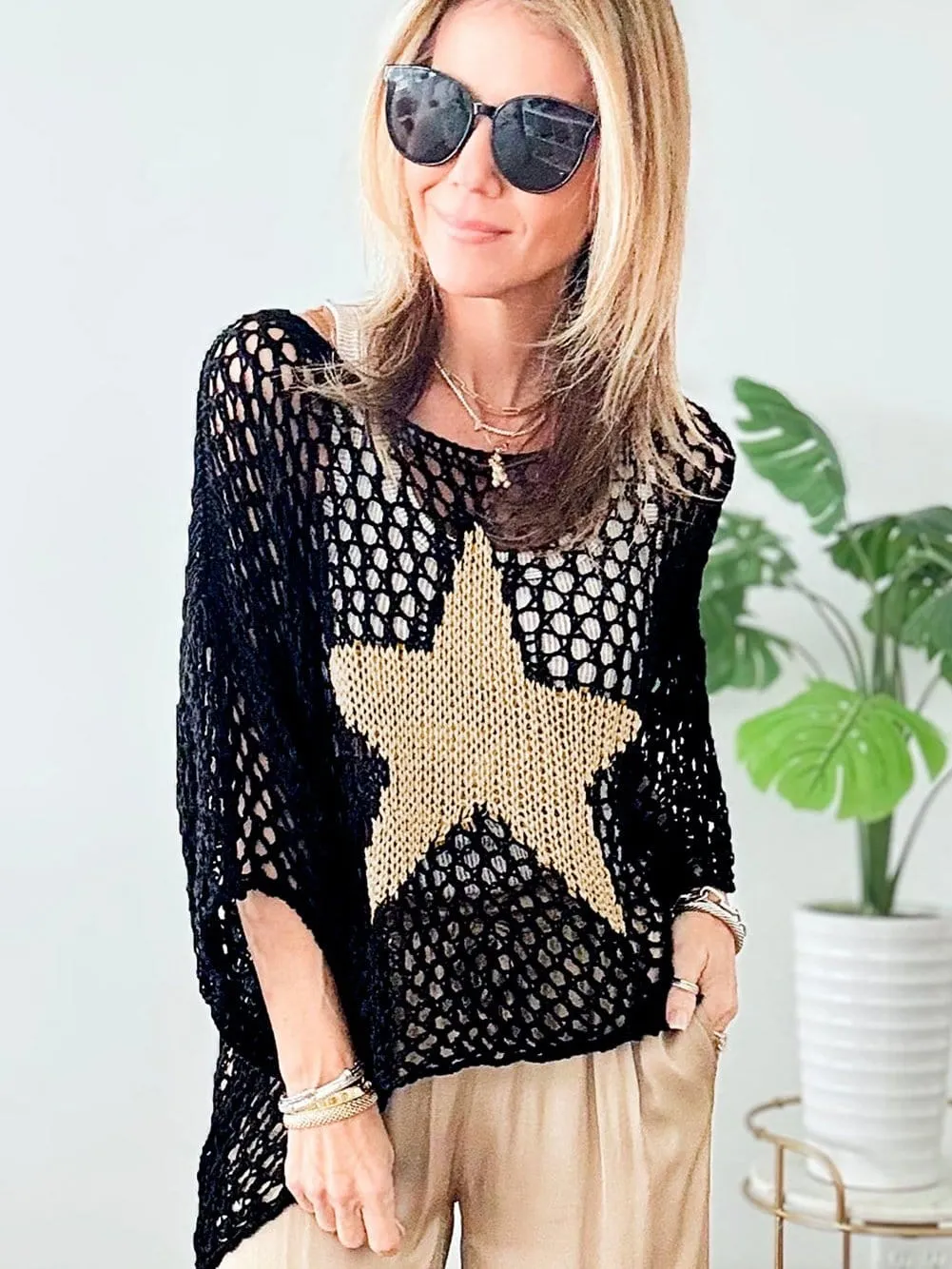 Captivating Crochet Knit Top with Star