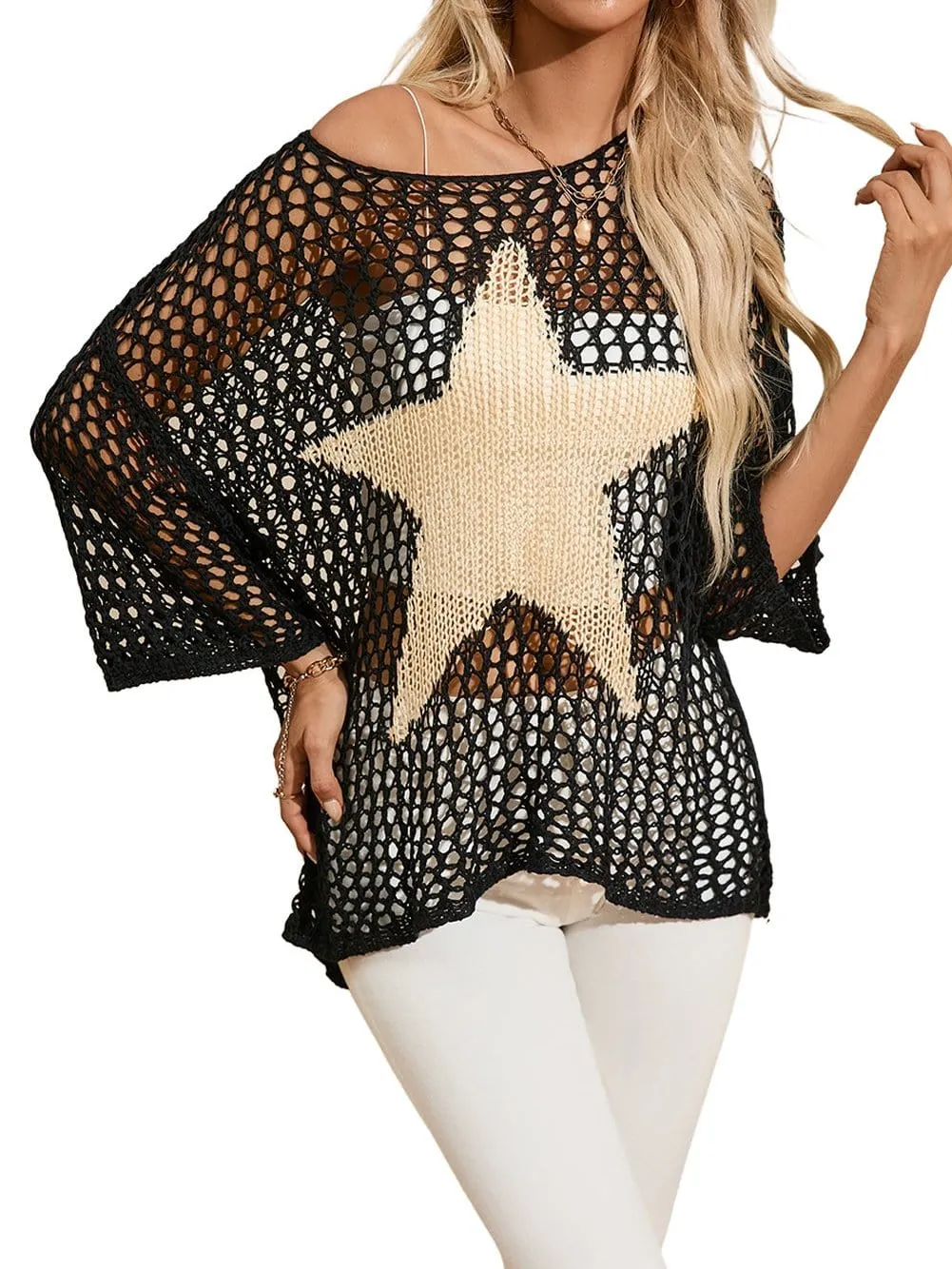 Captivating Crochet Knit Top with Star