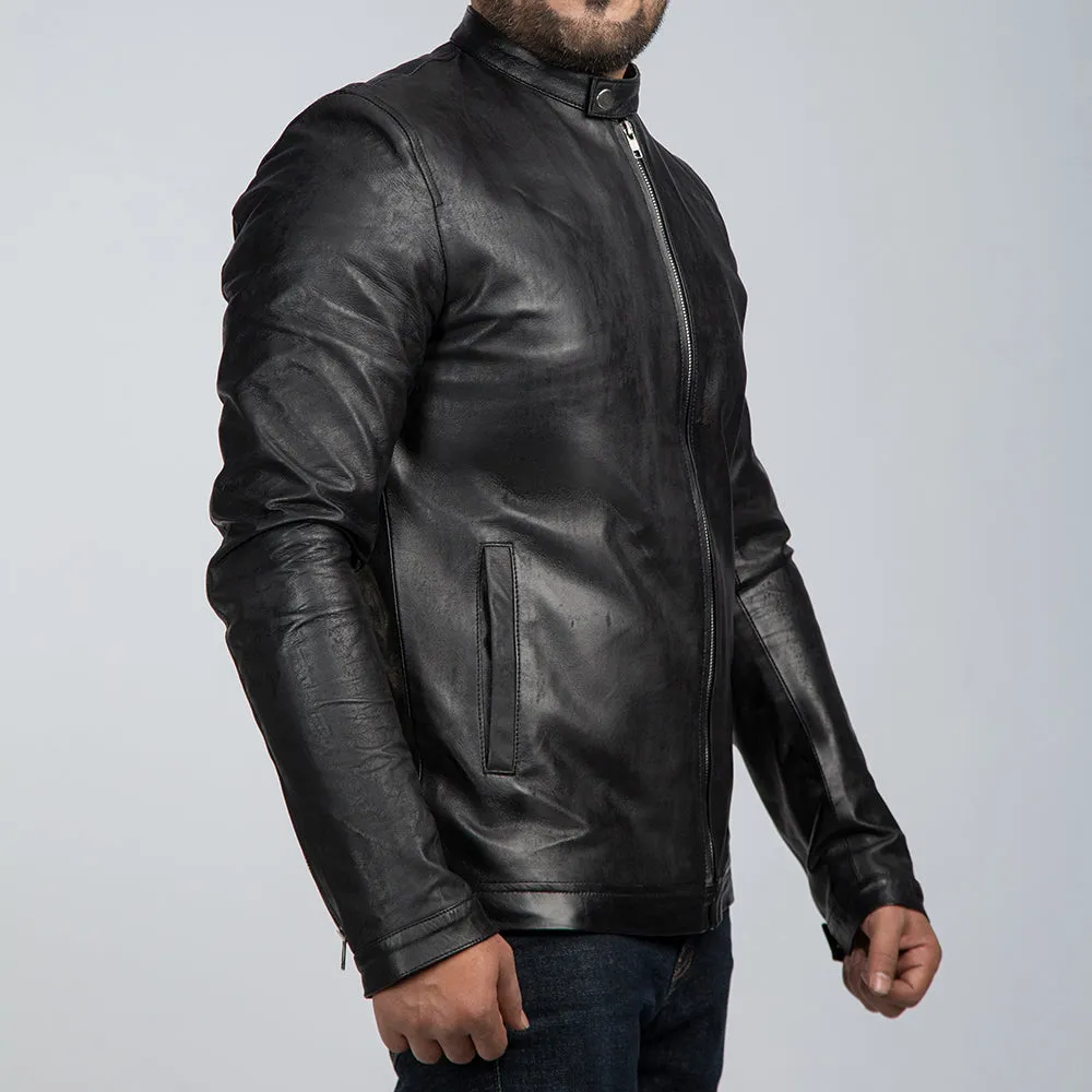 Casual Black Mens Leather Jacket