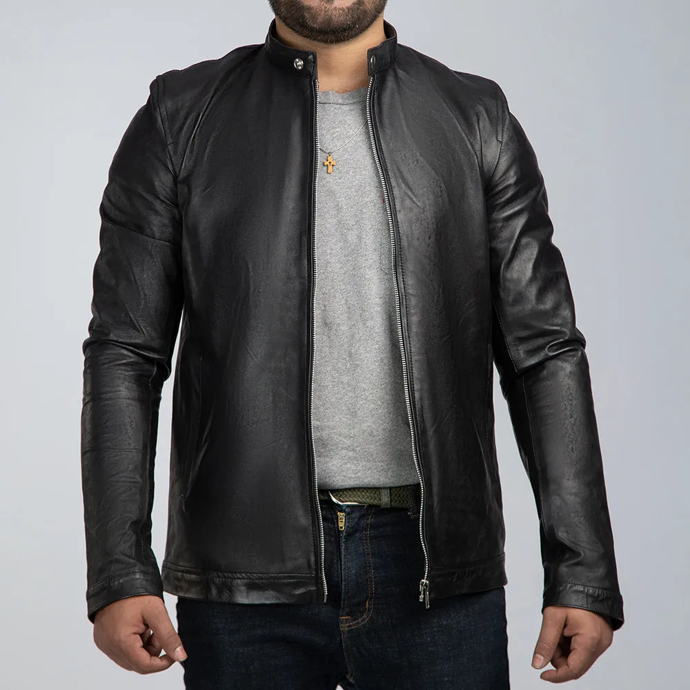 Casual Black Mens Leather Jacket