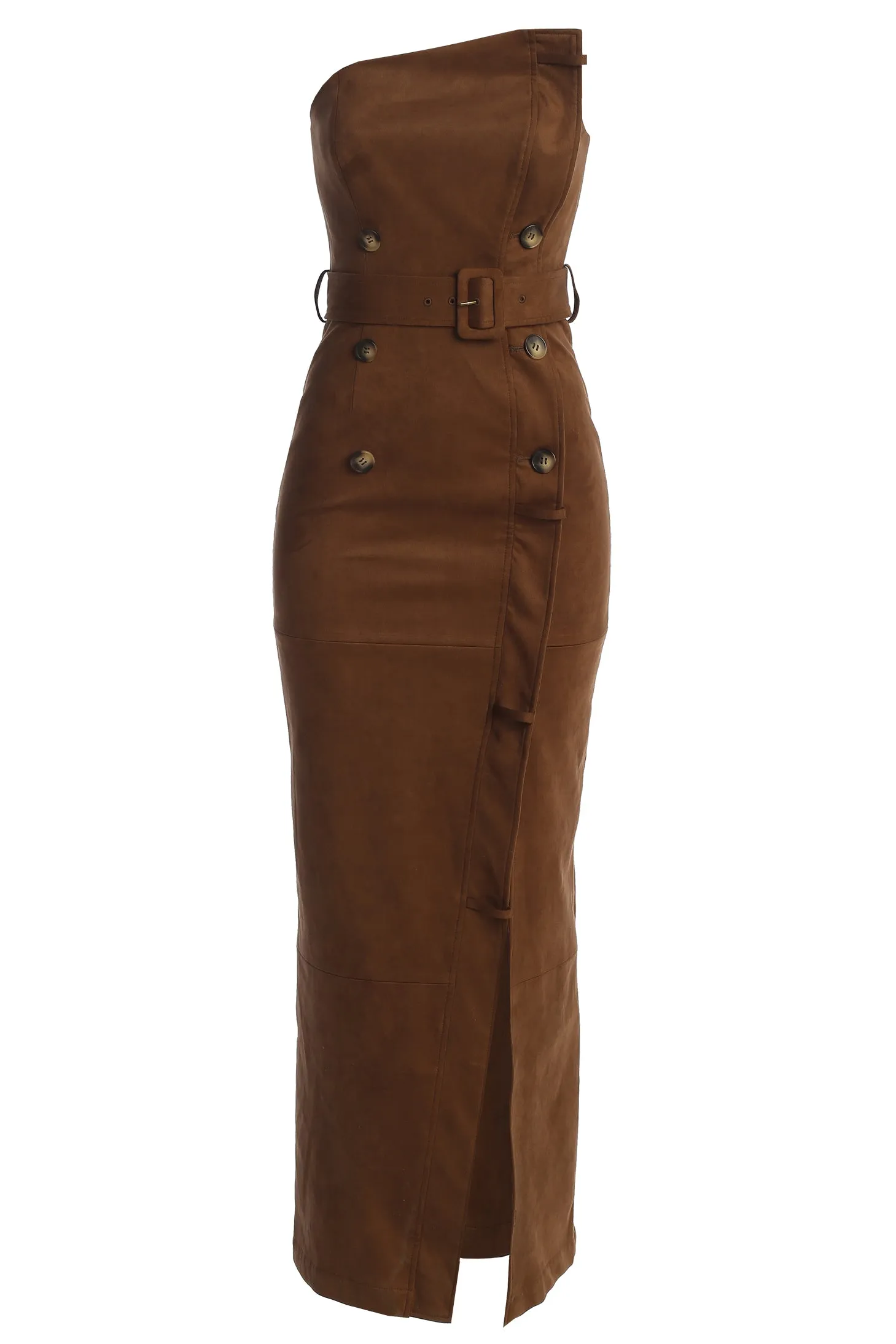 Chocolate Xena Suede Maxi Dress