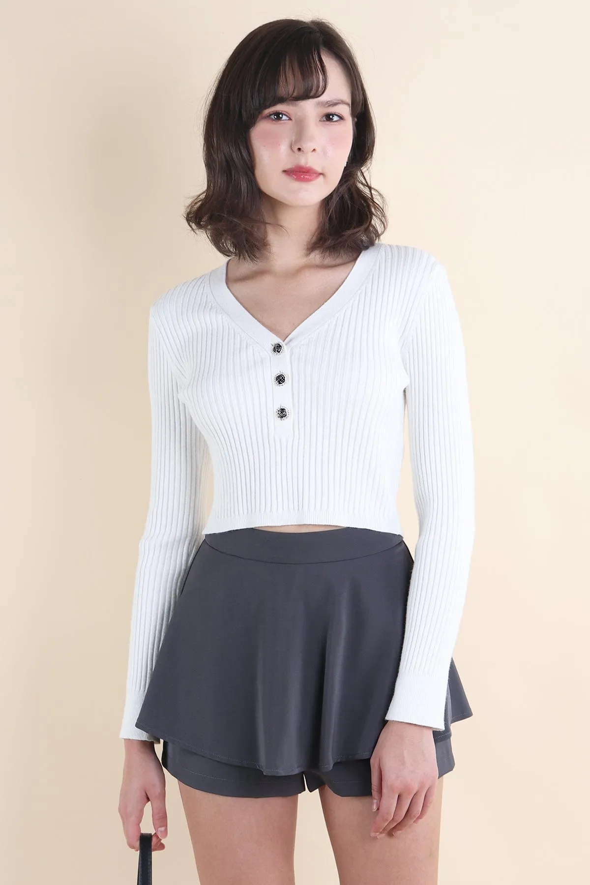 COCO RIBBED KNIT TOP IN WHITE