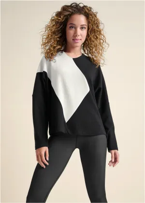 Color Block Oversized Top - Black & White